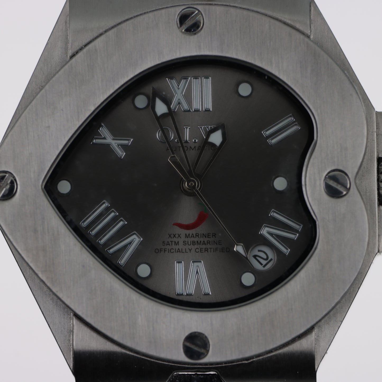 O.I.W. XXX Mariner - Orologio Uomo Automatico Submariner 5ATM Quadrante Grigio Cinturino Pelle Nera