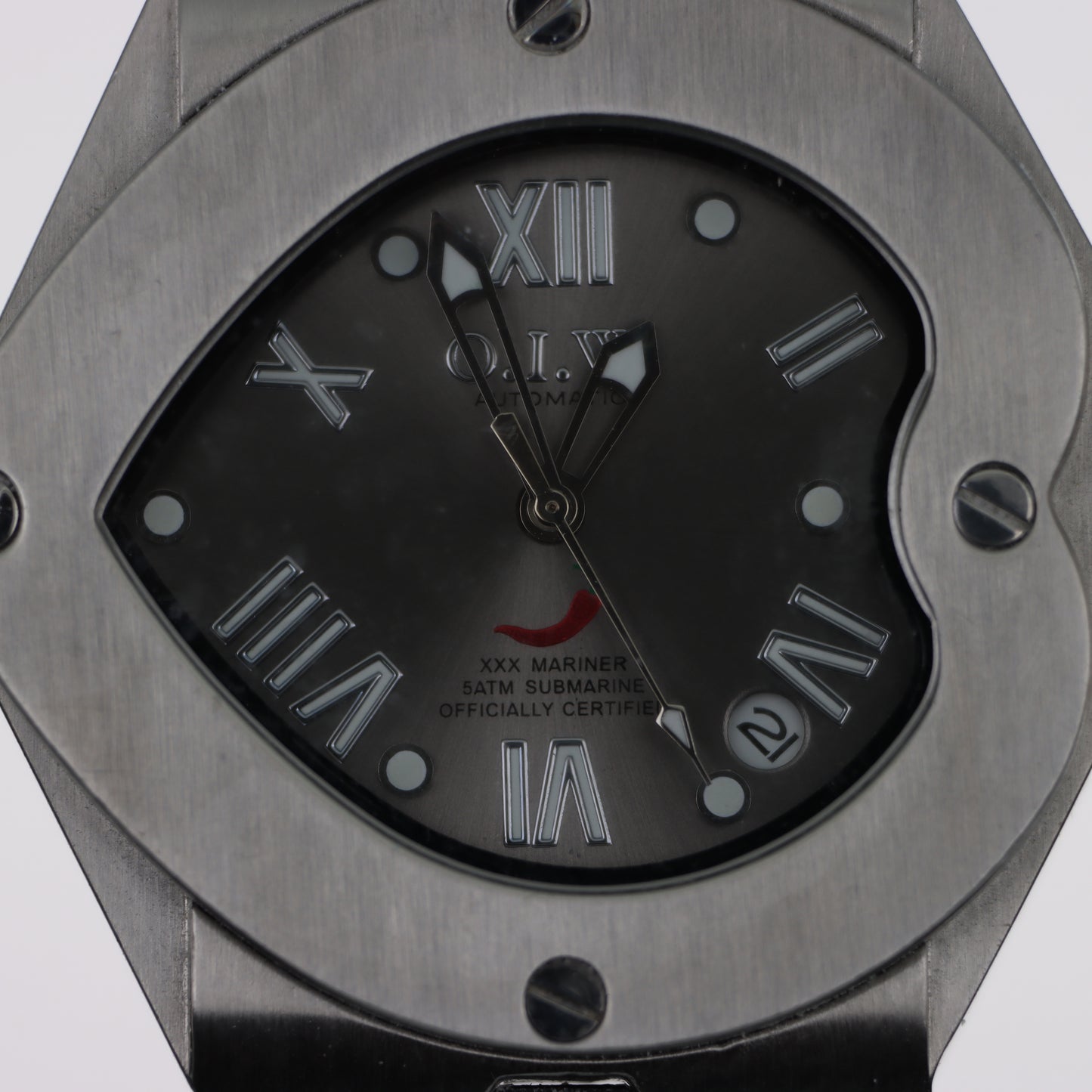 O.I.W. XXX Mariner - Orologio Uomo Automatico Submariner 5ATM Quadrante Grigio Cinturino Pelle Nera