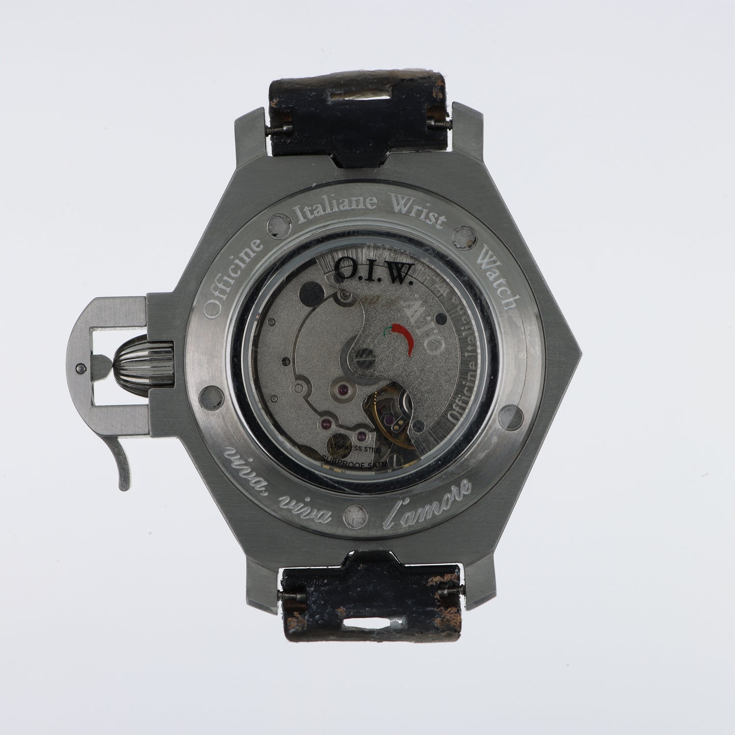 O.I.W. XXX Mariner - Orologio Uomo Automatico Submariner 5ATM Quadrante Grigio Cinturino Pelle Nera