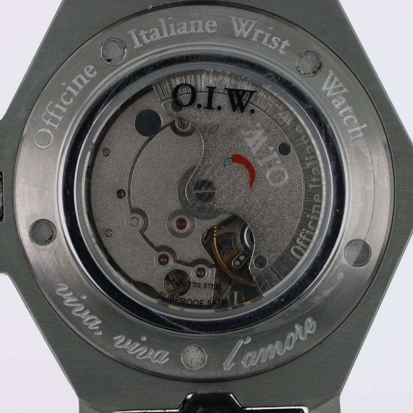 O.I.W. XXX Mariner - Orologio Uomo Automatico Submariner 5ATM Quadrante Grigio Cinturino Pelle Nera