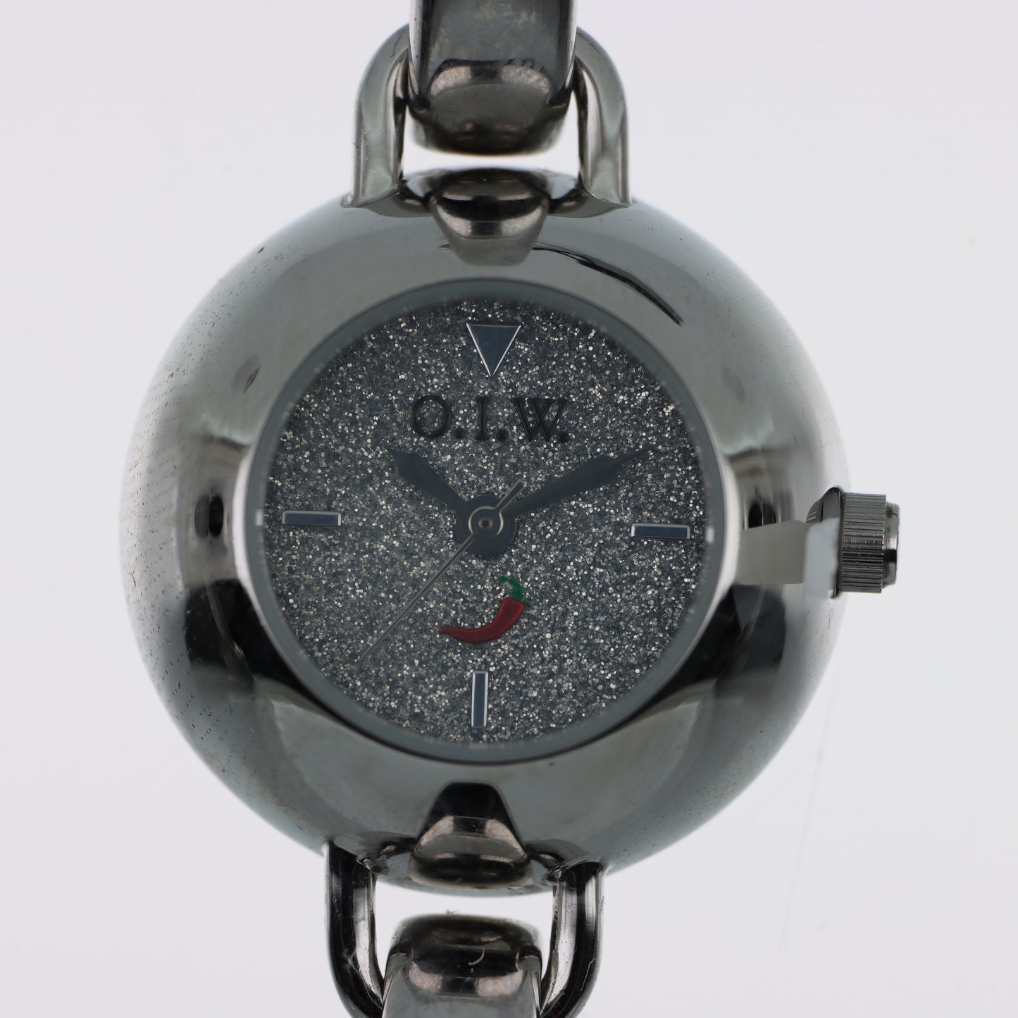 O.I.W. Peperoncino - Orologio Donna Quadrante Glitter Argento Bracciale Rigido
