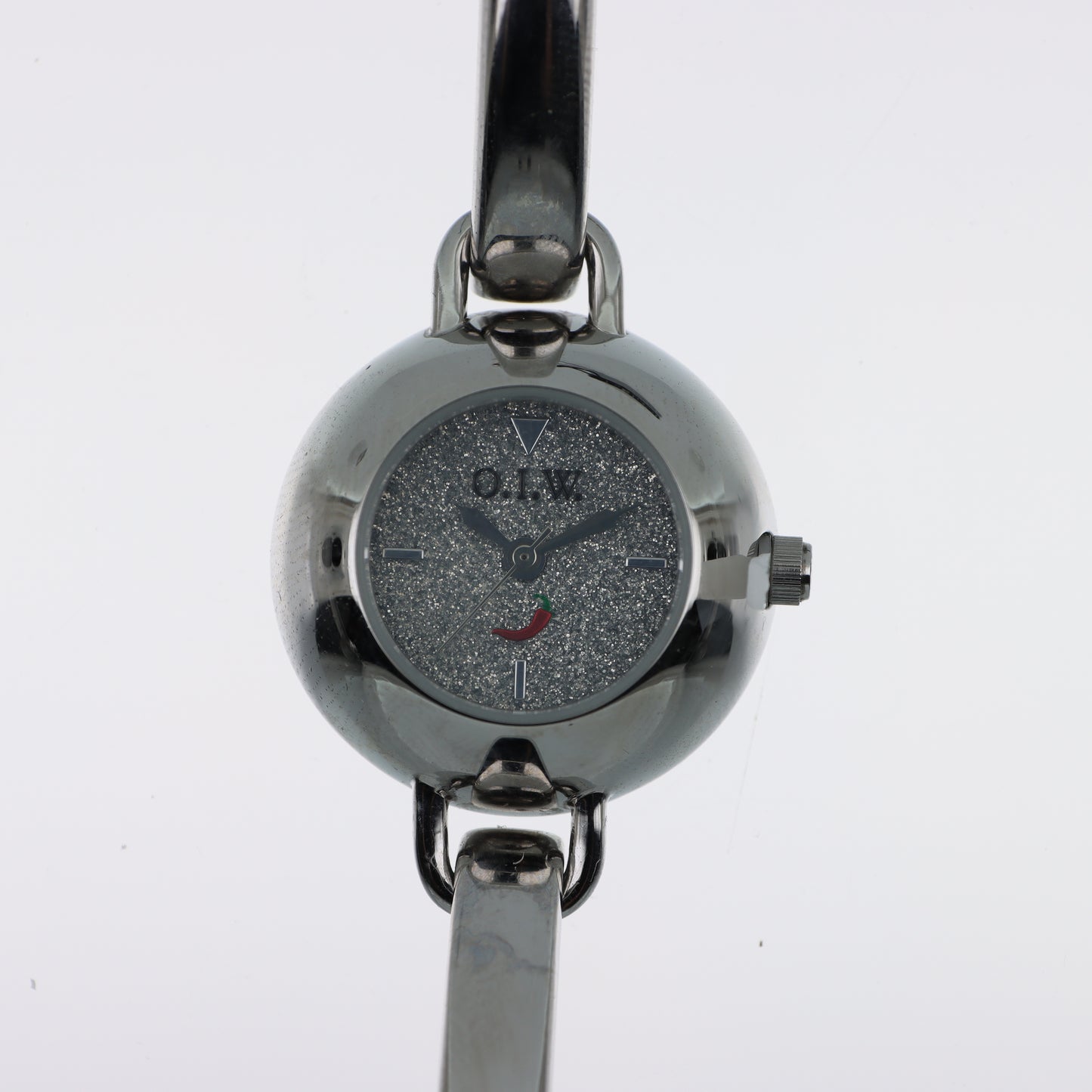 O.I.W. Peperoncino - Orologio Donna Quadrante Glitter Argento Bracciale Rigido