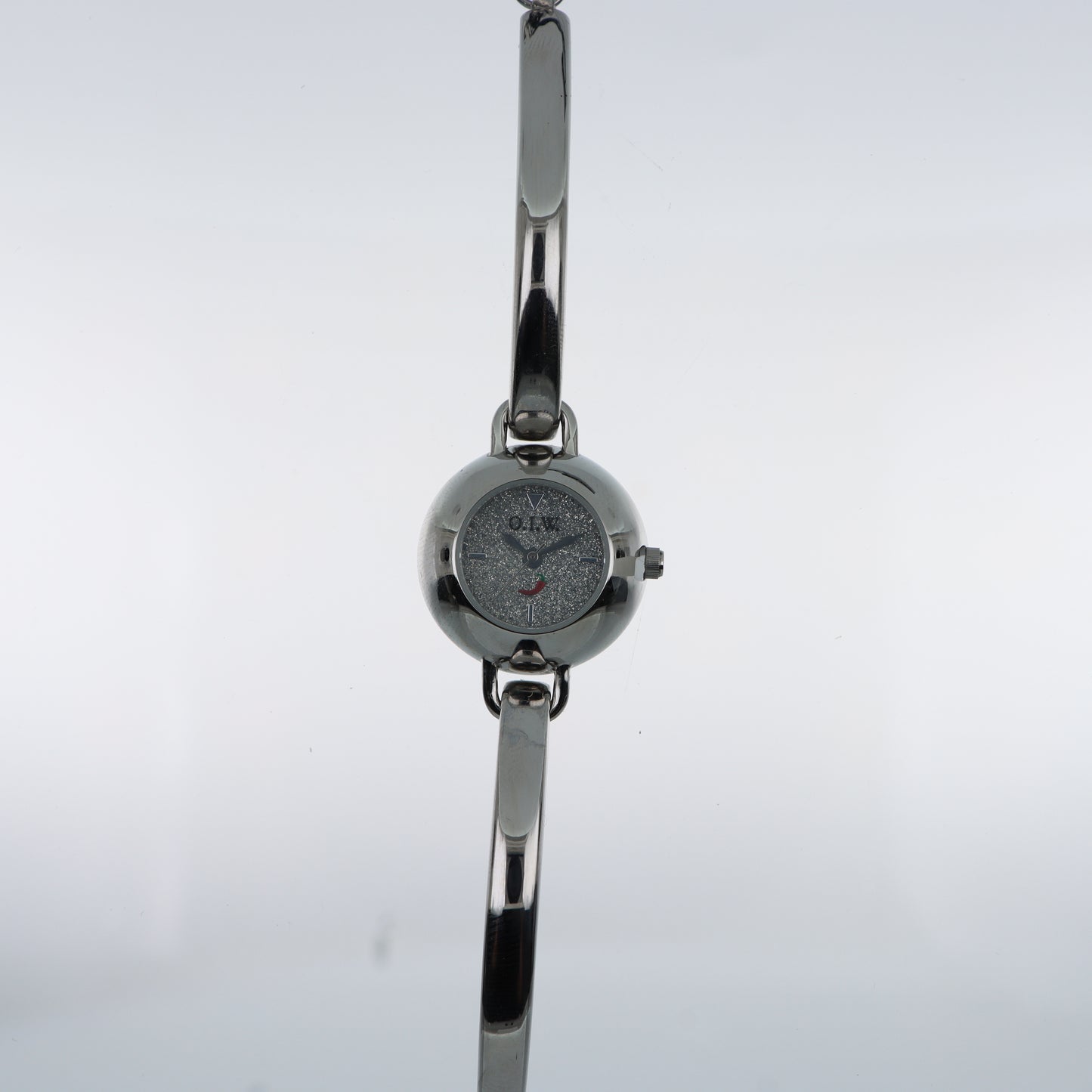 O.I.W. Peperoncino - Orologio Donna Quadrante Glitter Argento Bracciale Rigido