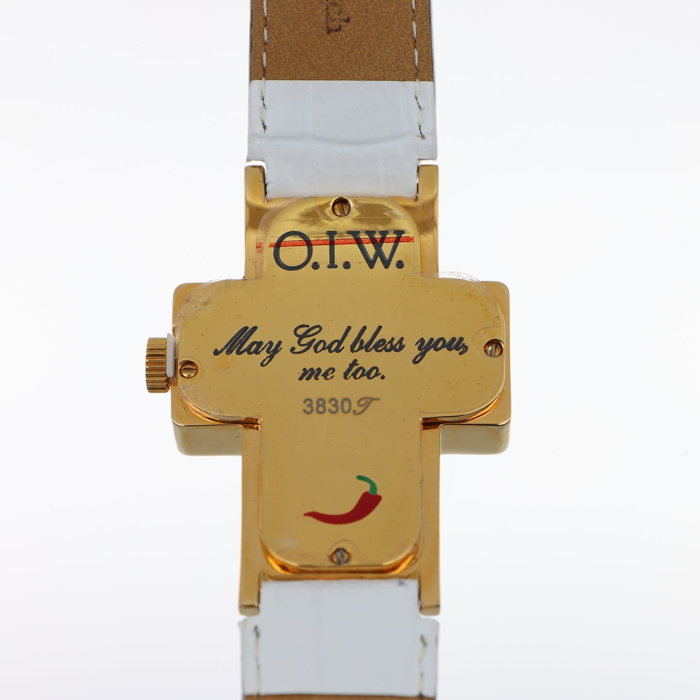 O.I.W. Cross Gold Madreperla - Orologio Donna Cassa a Croce Gold Quadrante Madreperla Cinturino Silicone Bianco
