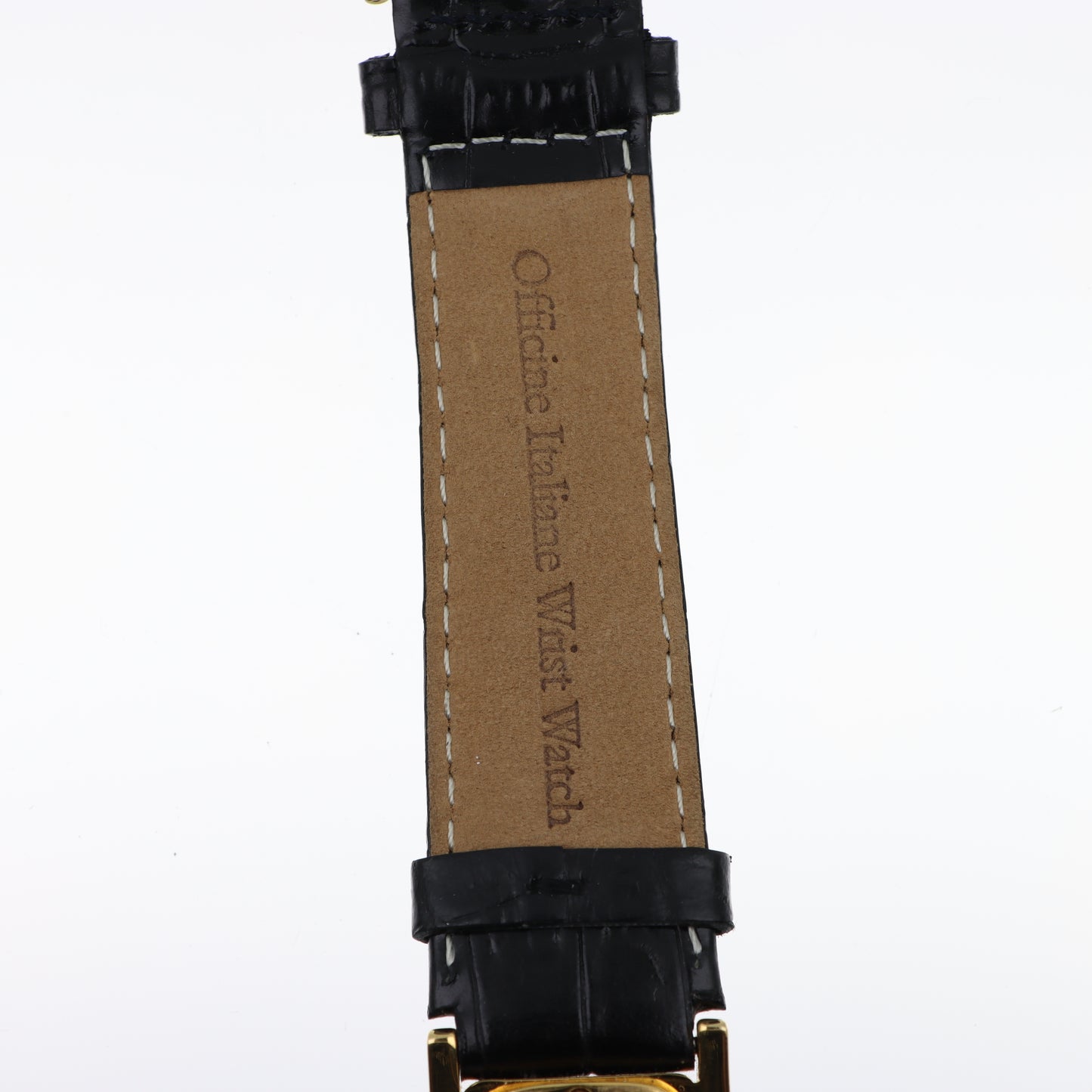 O.I.W. Cross Gold Black - Orologio Donna Cassa a Croce Gold Quadrante Bianco Cinturino Pelle Nero