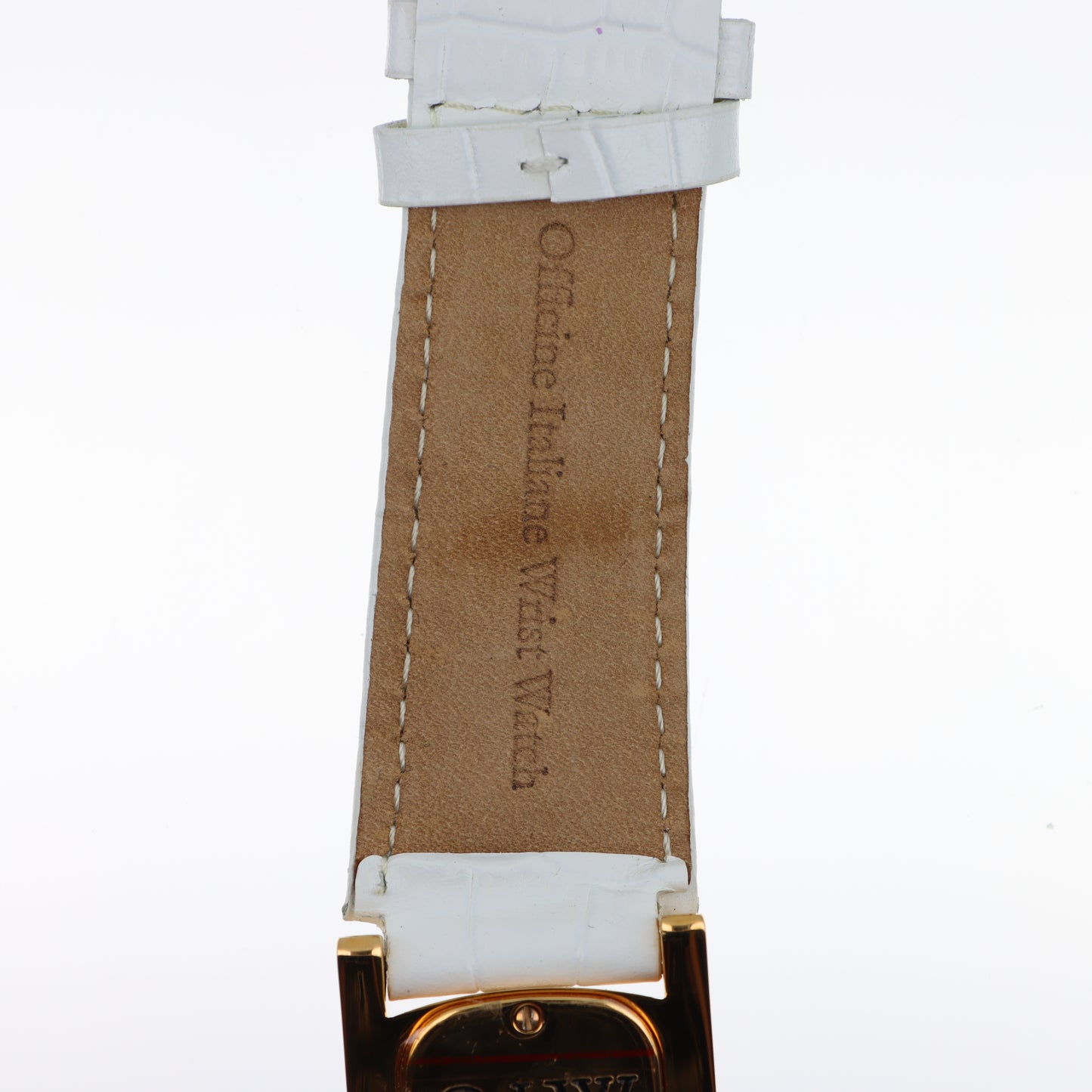 O.I.W. Cross Gold Rose - Orologio Donna Cassa a Croce Gold Quadrante Rosa Cipria Cinturino Pelle Bianco