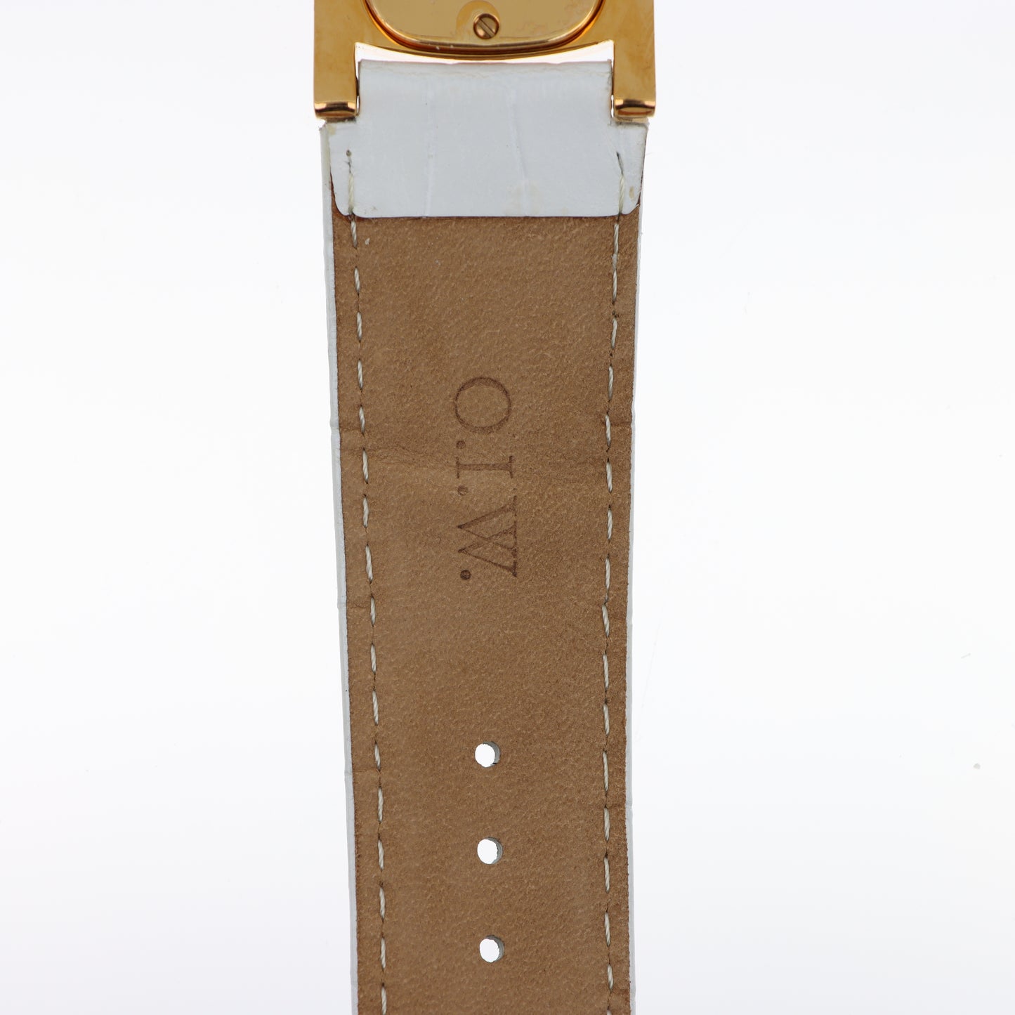 O.I.W. Cross Gold Rose - Orologio Donna Cassa a Croce Gold Quadrante Rosa Cipria Cinturino Pelle Bianco