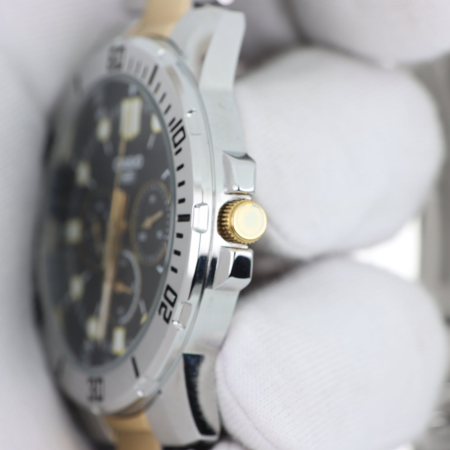Casio MTP-VD300SG - Orologio Uomo Multifunzione Quadrante Nero Bracciale Bicolore Argento Gold