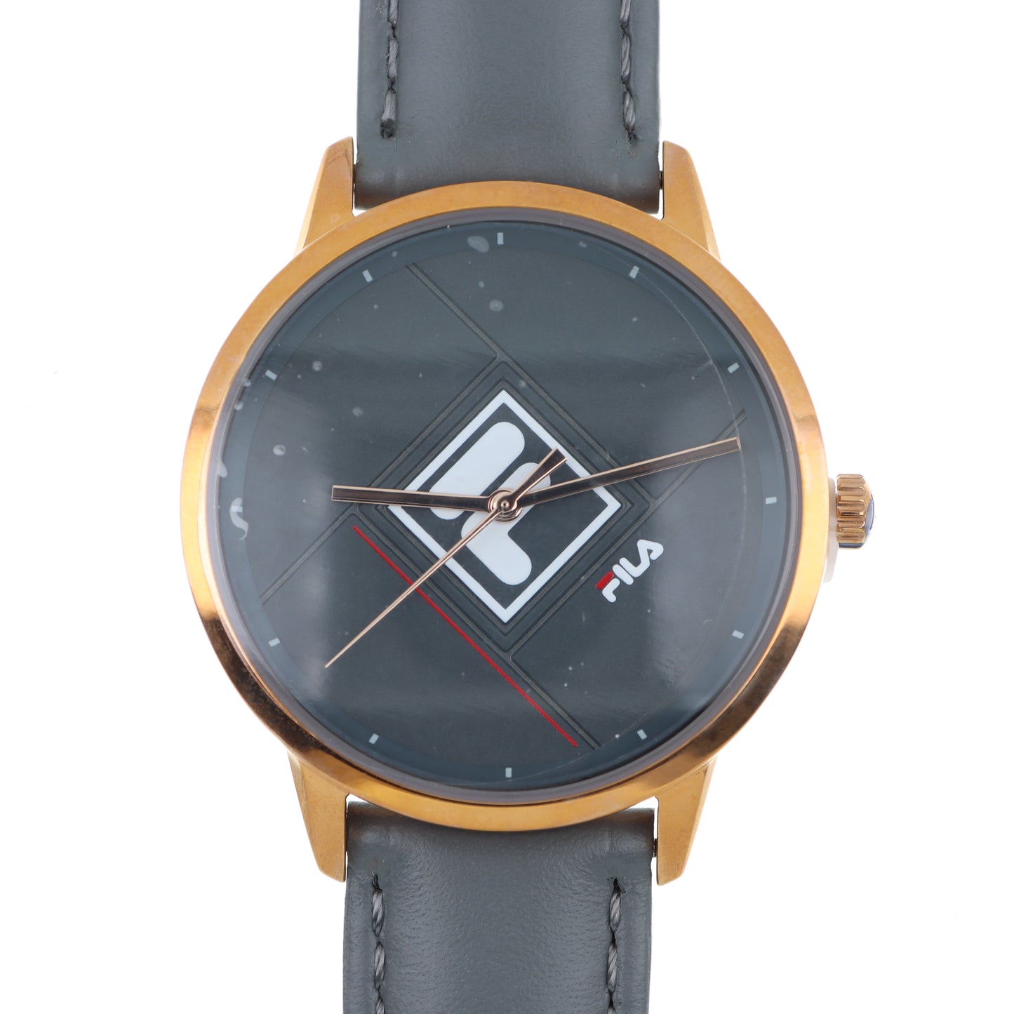 FILA Heritage Watch – Quadrante Nero, Cassa Gold e Cinturino in Pelle Grigia