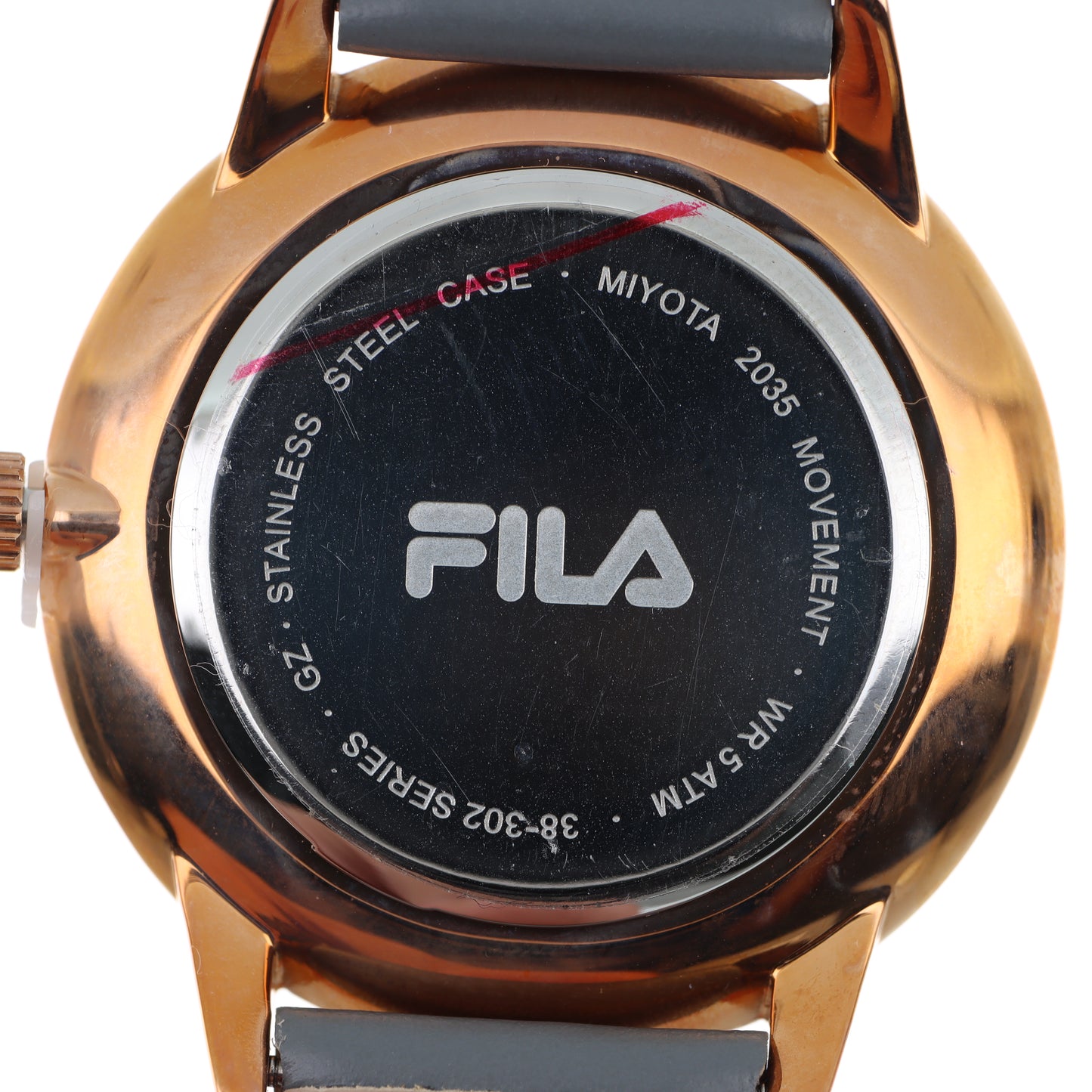 FILA Heritage Watch – Quadrante Nero, Cassa Gold e Cinturino in Pelle Grigia