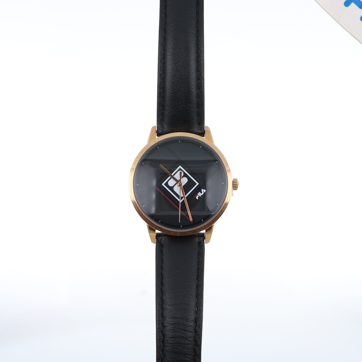 FILA Heritage Watch – Quadrante Nero Geometrico, Cassa Rose Gold e Cinturino in Pelle Nera