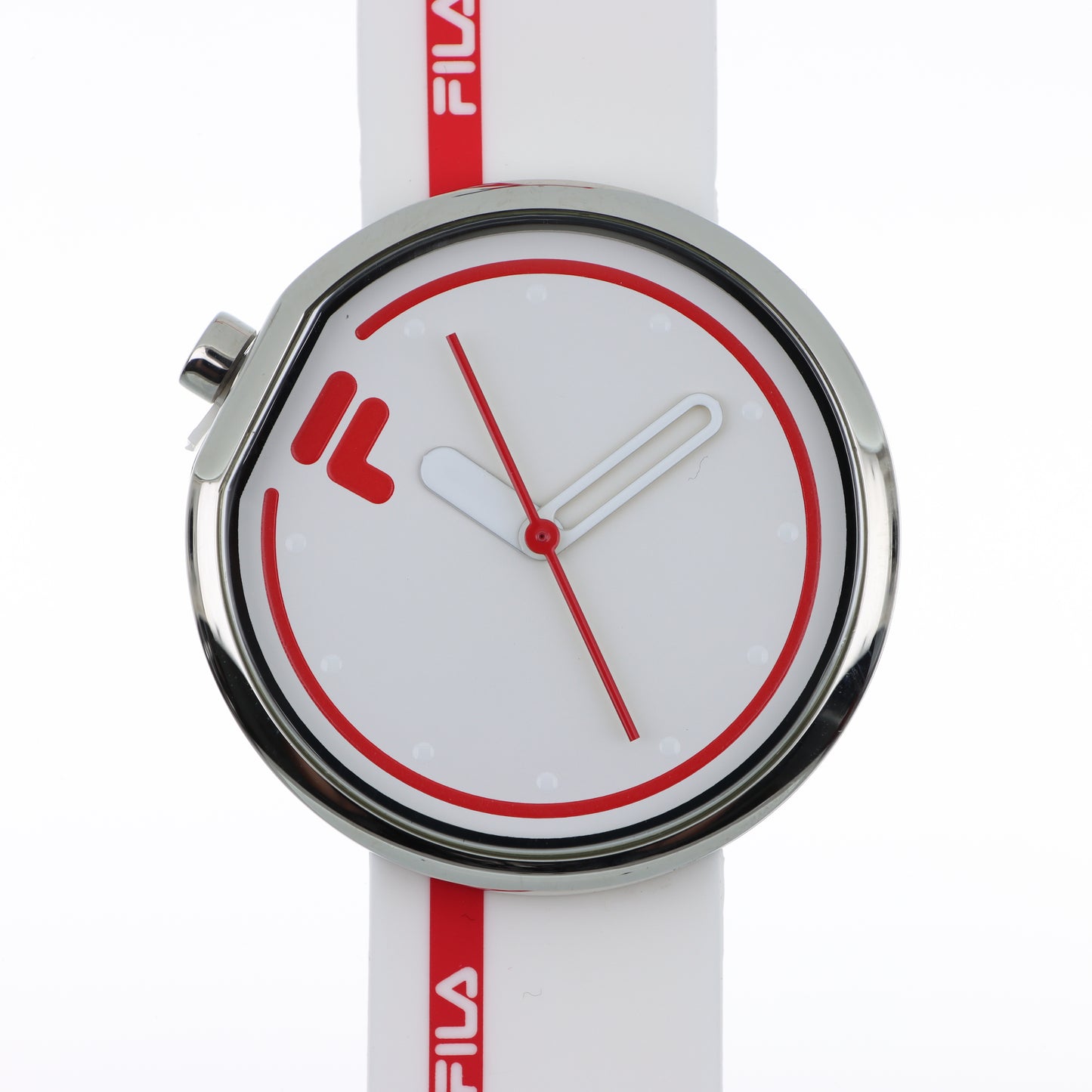 FILA Sport Watch – Quadrante Bianco, Cassa Silver e Cinturino Silicone Bianco/Rosso