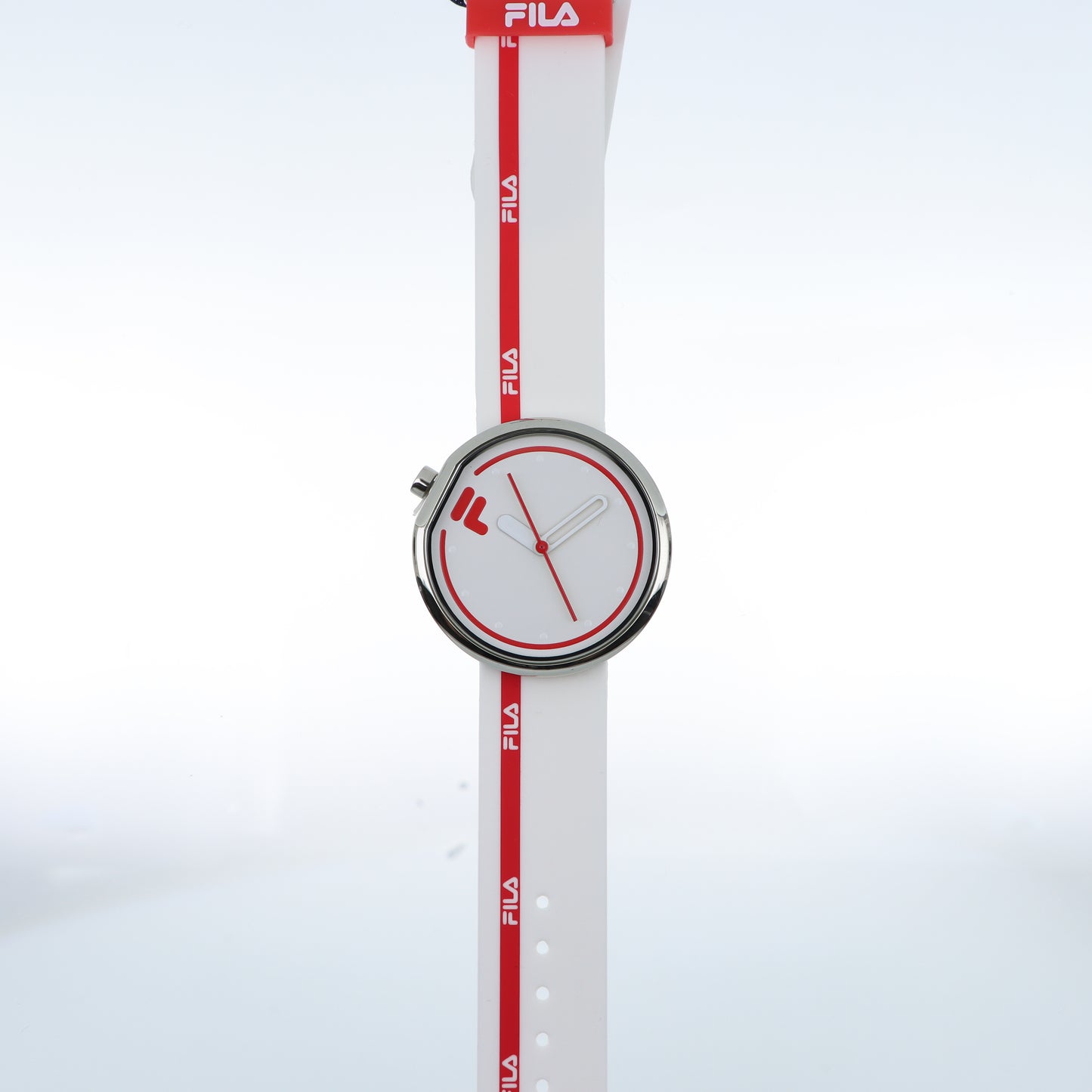 FILA Sport Watch – Quadrante Bianco, Cassa Silver e Cinturino Silicone Bianco/Rosso
