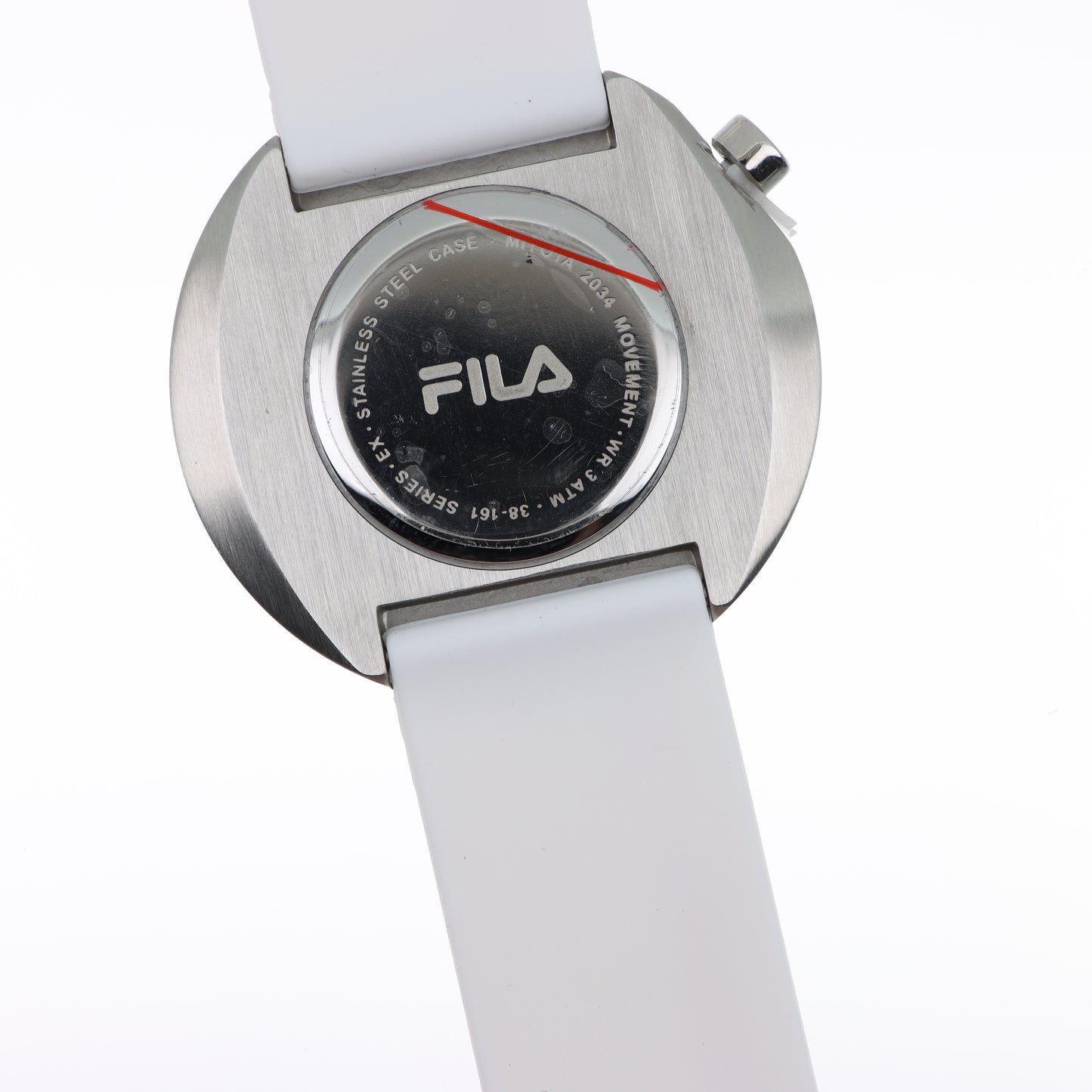 FILA Sport Watch – Quadrante Bianco, Cassa Silver e Cinturino Silicone Bianco/Rosso