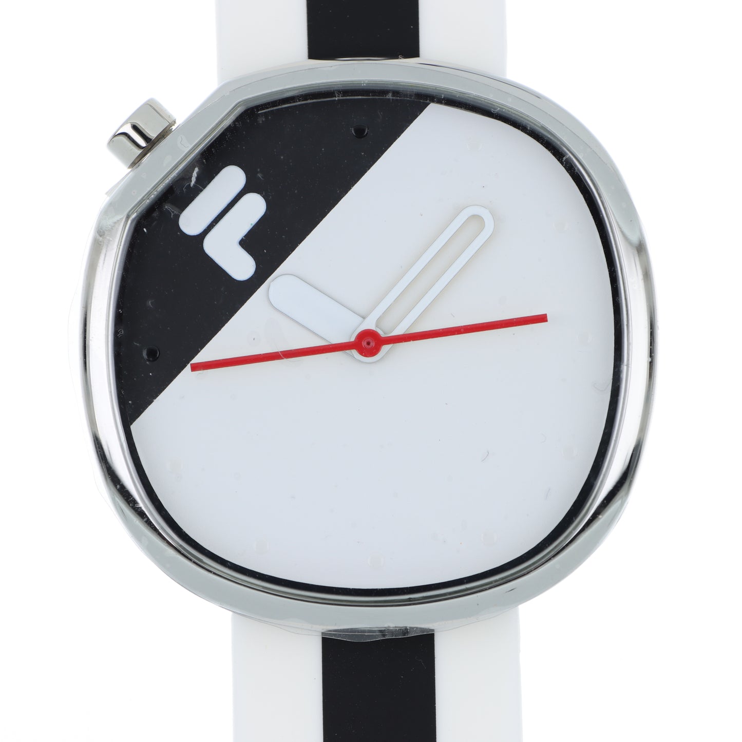 FILA Bold Watch – Cassa Silver Squadrata, Quadrante Bicolor Nero/Bianco e Cinturino Silicone