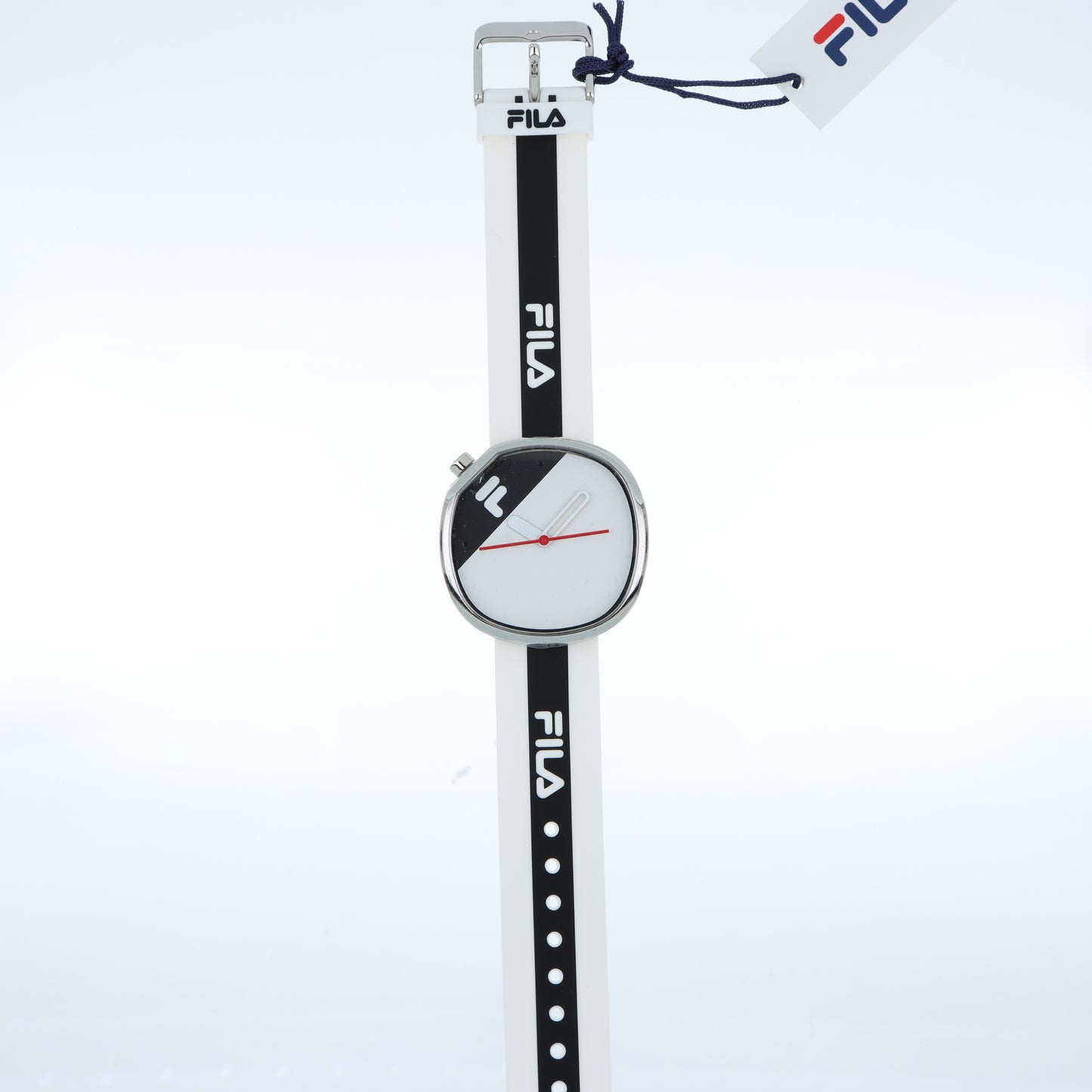 FILA Bold Watch – Cassa Silver Squadrata, Quadrante Bicolor Nero/Bianco e Cinturino Silicone
