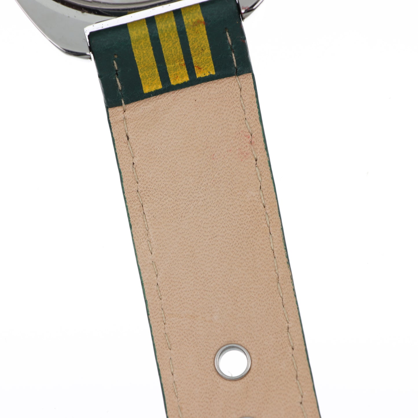 United Colors of Benetton Retro Watch – Cassa Silver, Quadrante Verde/Giallo e Cinturino a Righe