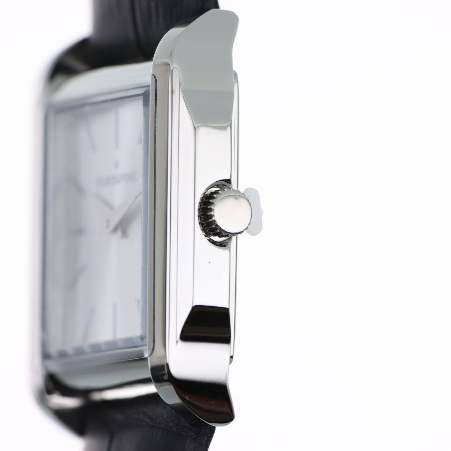 Blue Spirit Square Watch – Cassa Quadrata Silver, Quadrante Bianco e Cinturino in Pelle Nera Coccodrillo