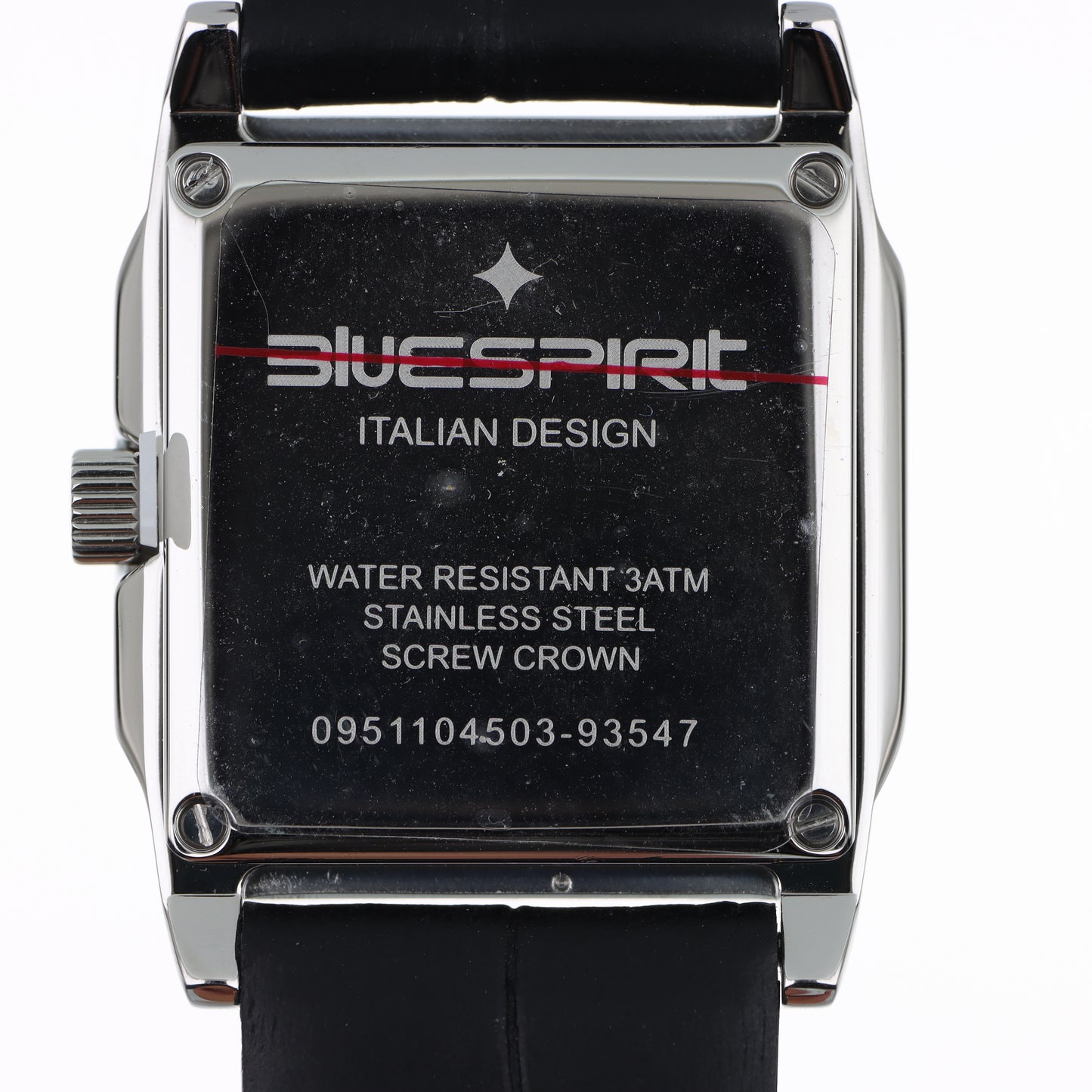 Blue Spirit Square Watch – Cassa Quadrata Silver, Quadrante Bianco e Cinturino in Pelle Nera Coccodrillo