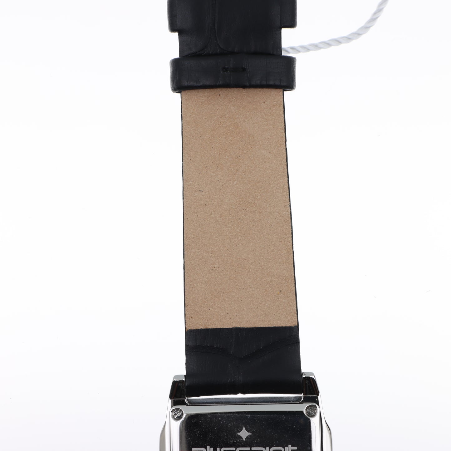 Blue Spirit Square Watch – Cassa Quadrata Silver, Quadrante Bianco e Cinturino in Pelle Nera Coccodrillo