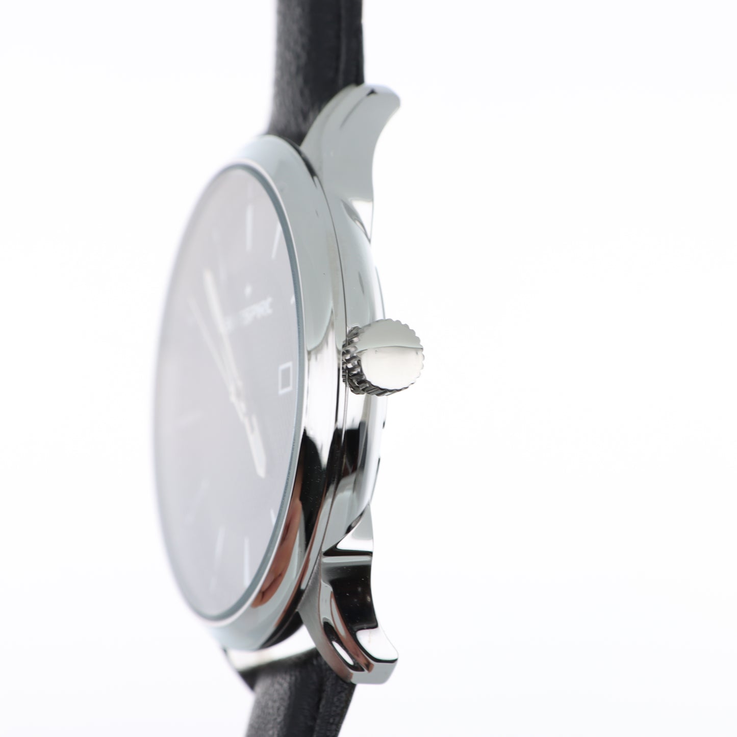 Blue Spirit Classic Watch – Quadrante Nero Guilloché, Cassa Silver e Cinturino in Pelle Nera