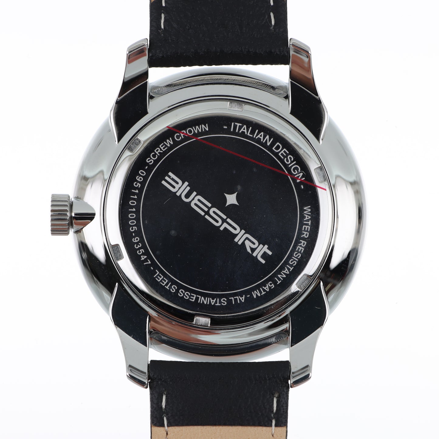 Blue Spirit Classic Watch – Quadrante Nero Guilloché, Cassa Silver e Cinturino in Pelle Nera