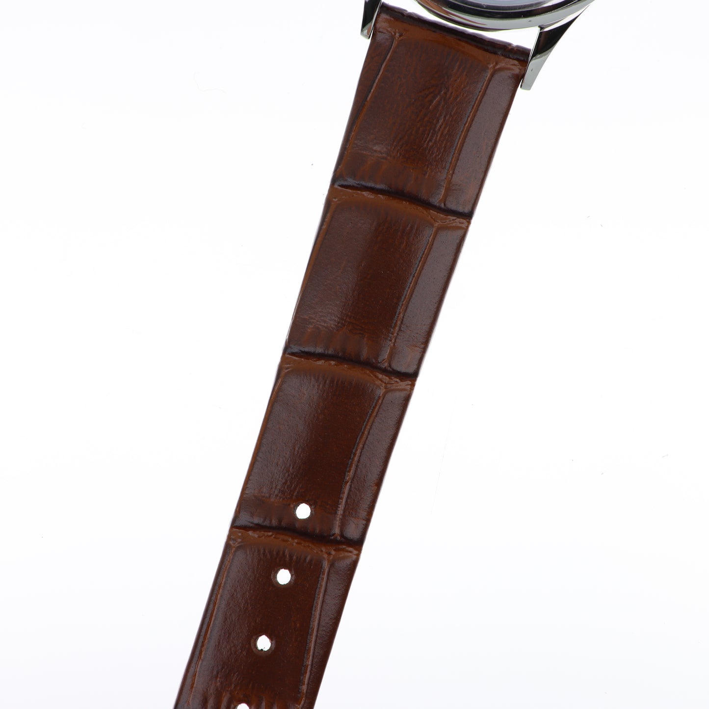 Blue Spirit Slim Watch – Quadrante Bianco Guilloché, Cassa Silver Sottile e Cinturino in Pelle Marrone Coccodrillo