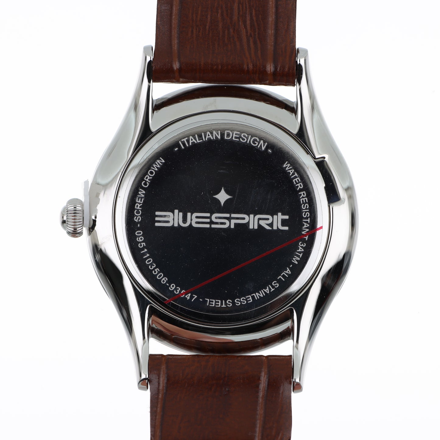 Blue Spirit Slim Watch – Quadrante Bianco Guilloché, Cassa Silver Sottile e Cinturino in Pelle Marrone Coccodrillo