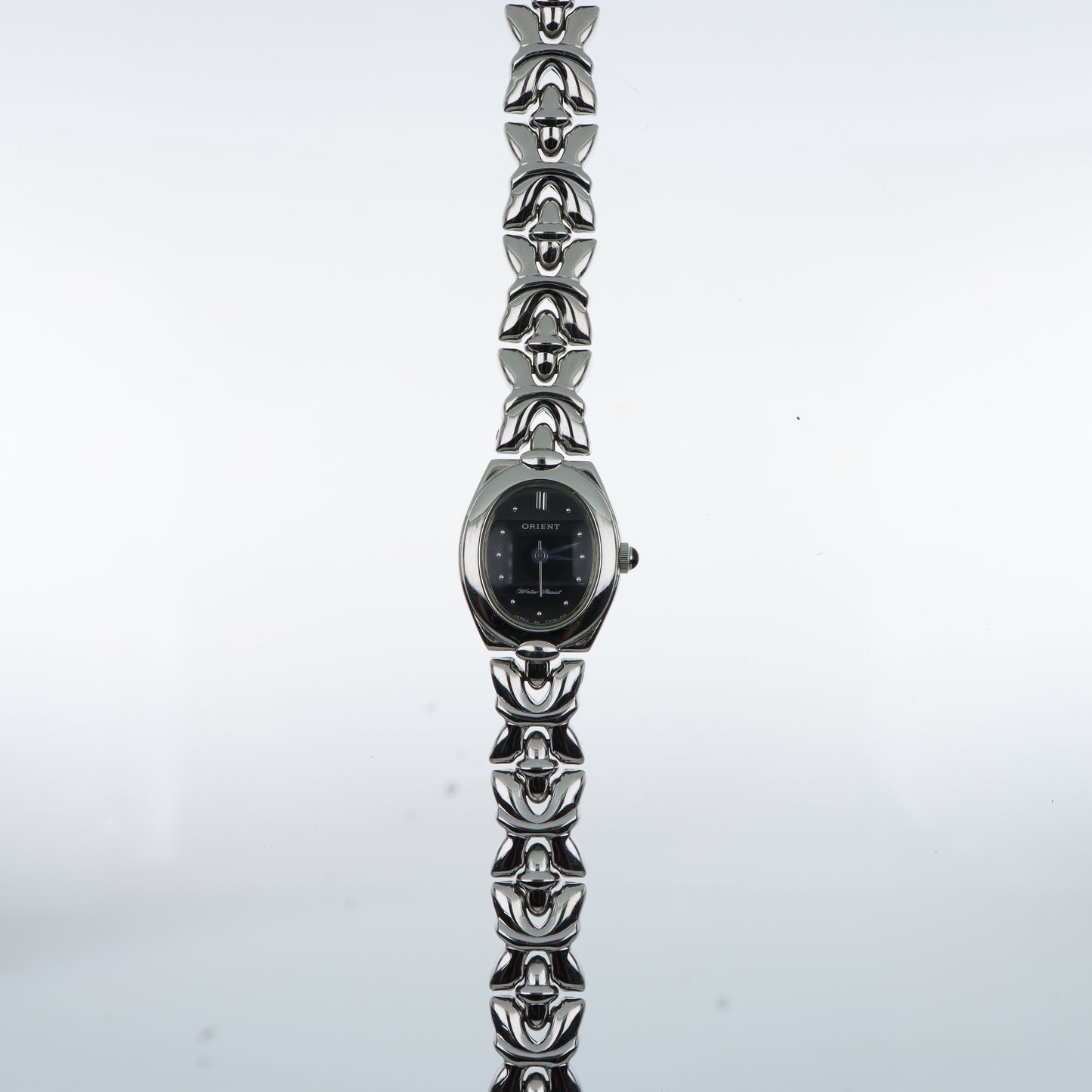 Orologio Orient Lady Ovale Nero Water Resist - Bracciale Sculturale Silver