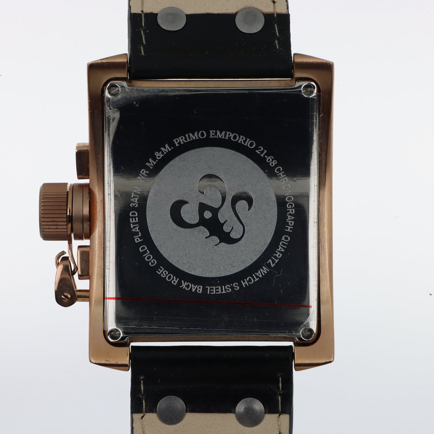 Orologio M&M Primo Emporio 21-68 Cronografo Tachimetro Rose Gold - Quadrante Nero e Cinturino Borchiato