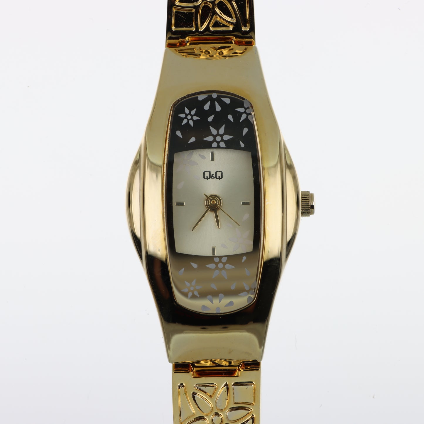 Orologio Q&Q Donna Bracciale Rigido Gold Traforato Floreale - Quadrante Madreperla