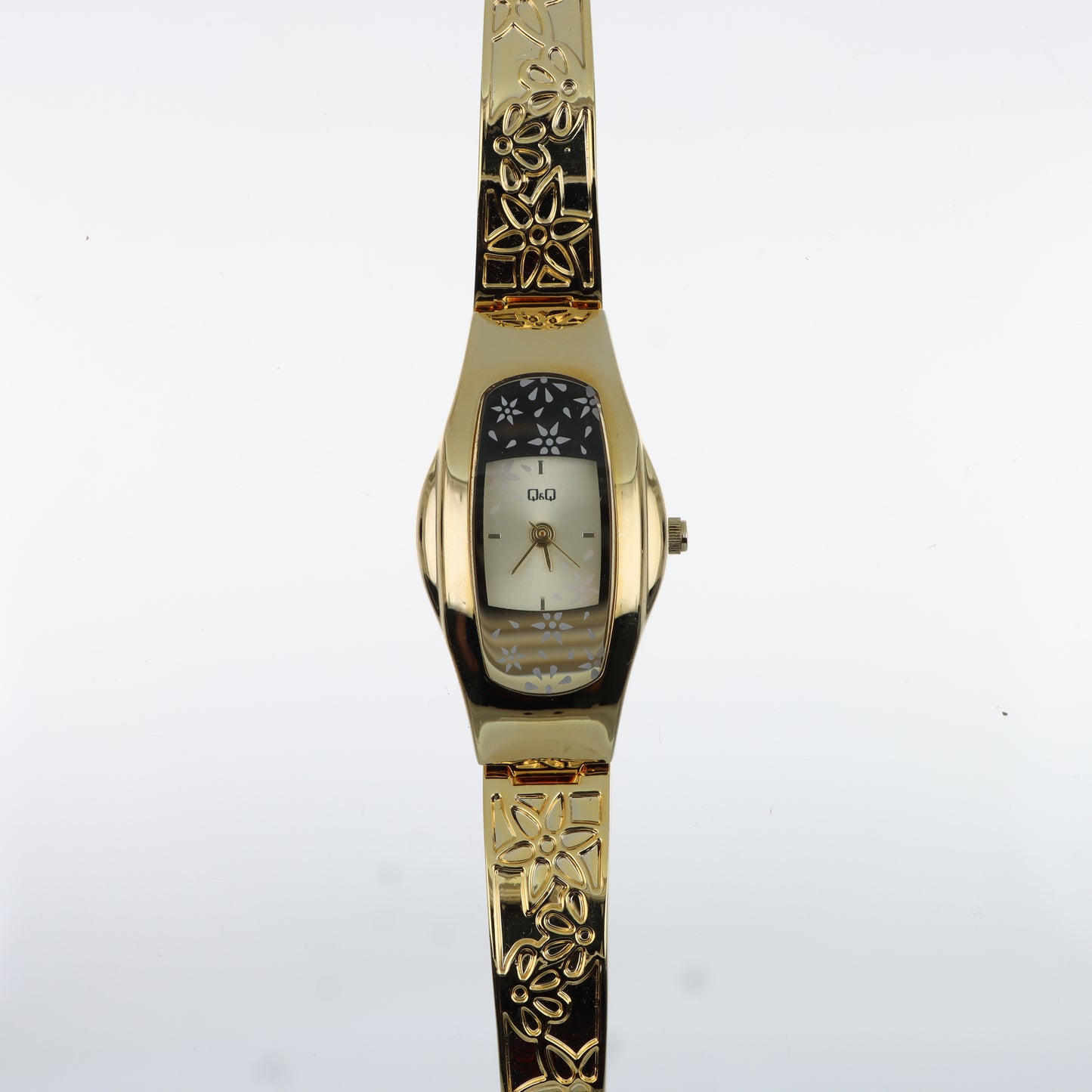 Orologio Q&Q Donna Bracciale Rigido Gold Traforato Floreale - Quadrante Madreperla