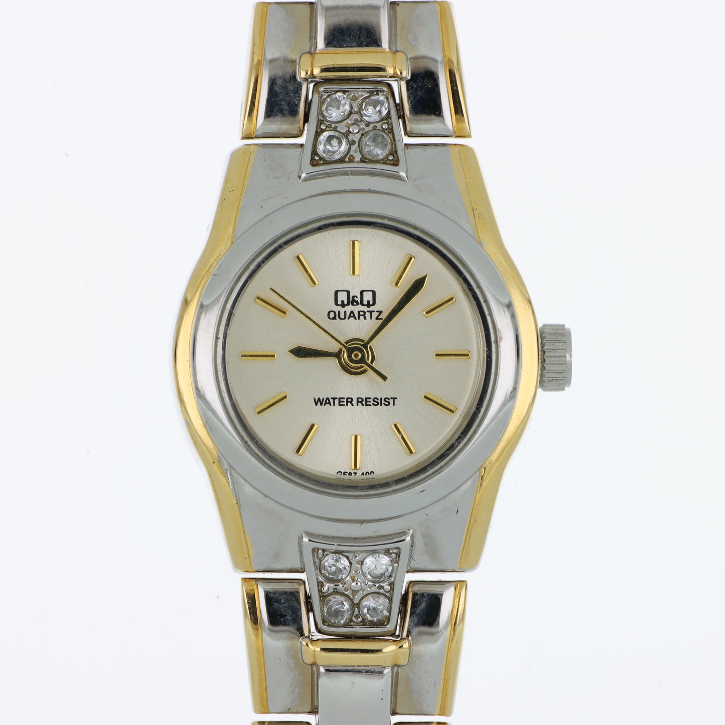 Orologio Q&Q Quartz Donna Bicolore con Cristalli - Quadrante Champagne e Bracciale Silver Gold