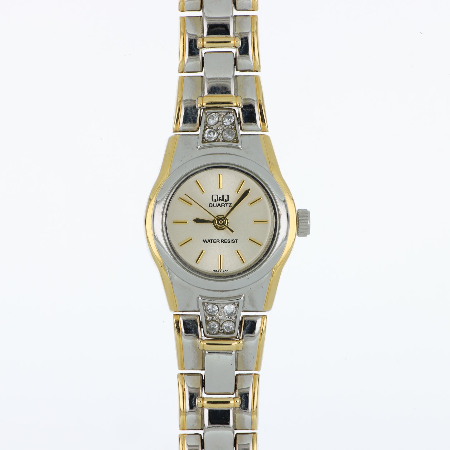 Orologio Q&Q Quartz Donna Bicolore con Cristalli - Quadrante Champagne e Bracciale Silver Gold