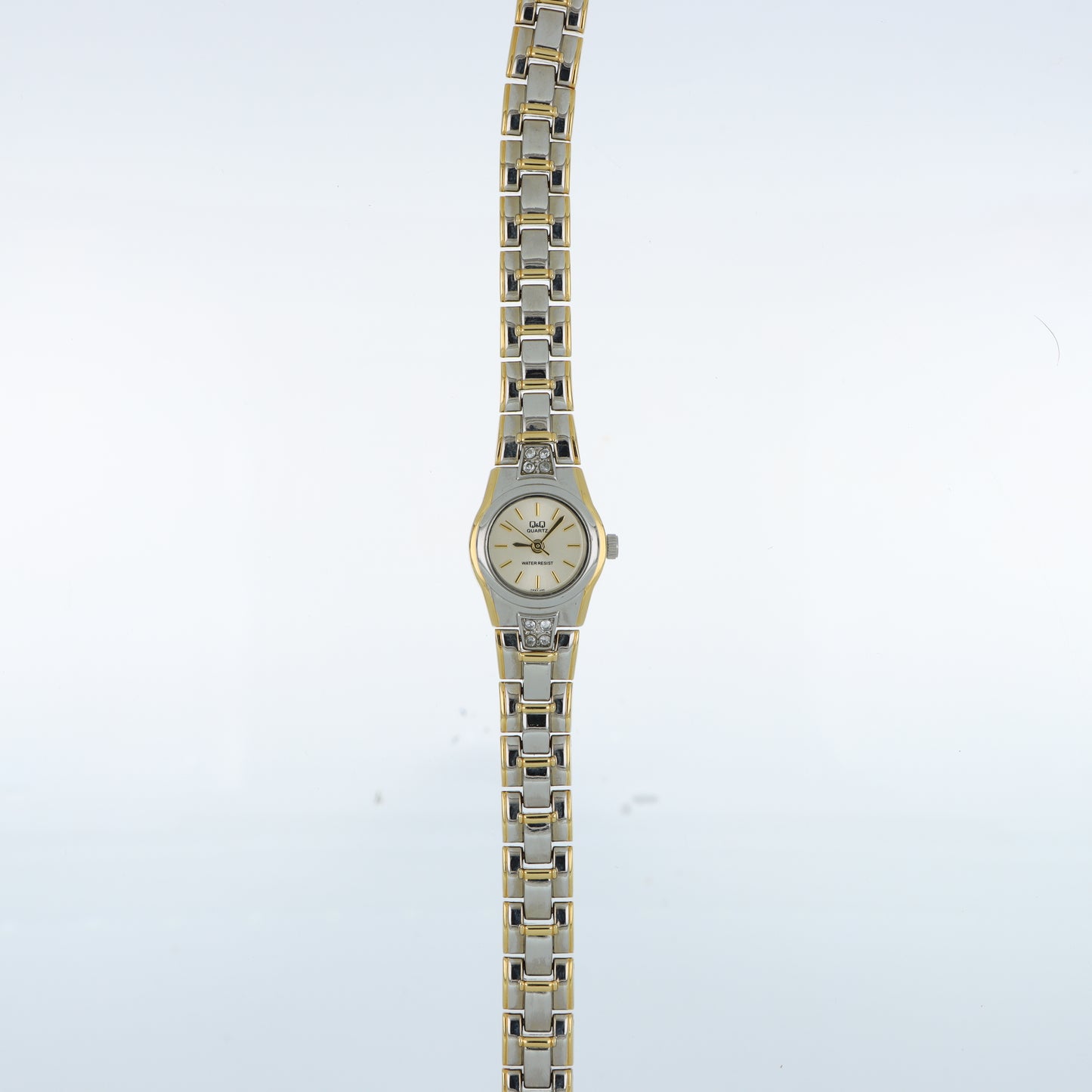 Orologio Q&Q Quartz Donna Bicolore con Cristalli - Quadrante Champagne e Bracciale Silver Gold