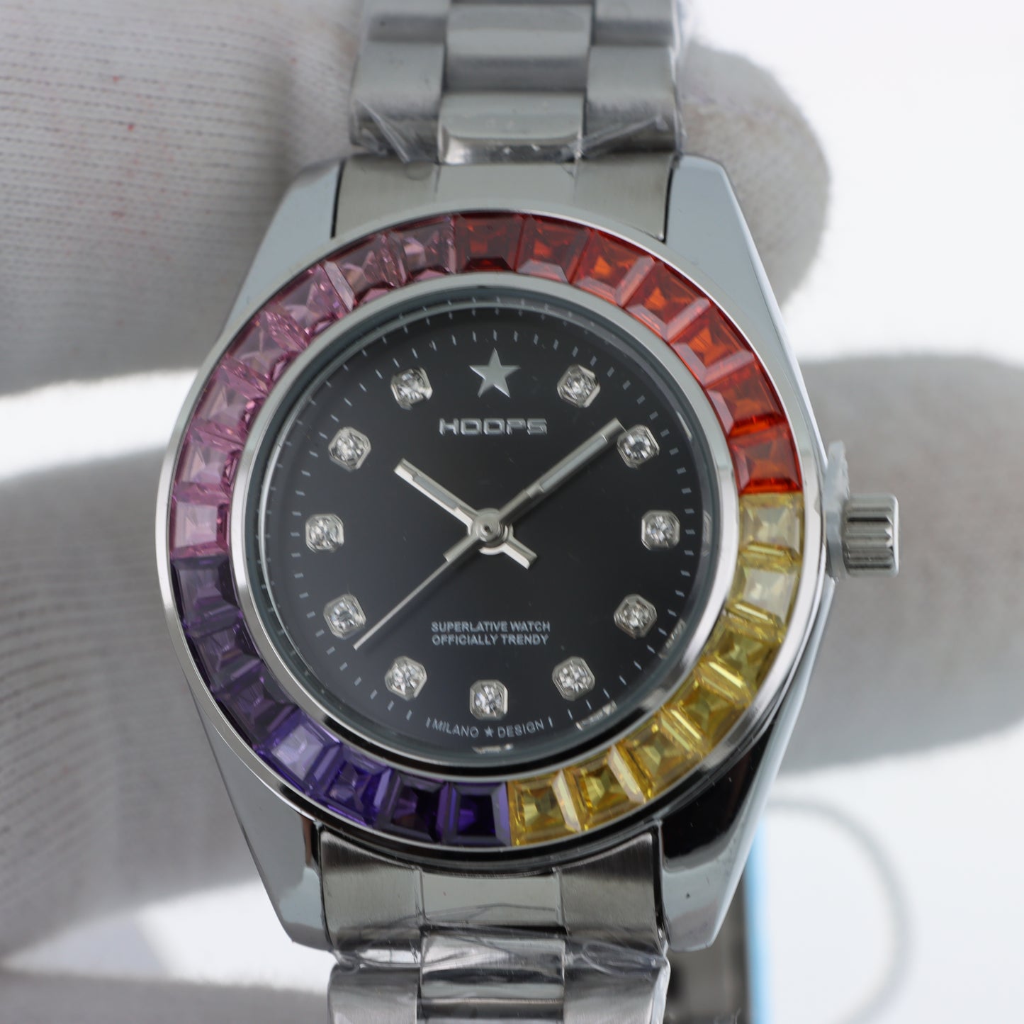 Orologio Hoops Rainbow - Lunetta Multicolore e Bracciale in Acciaio