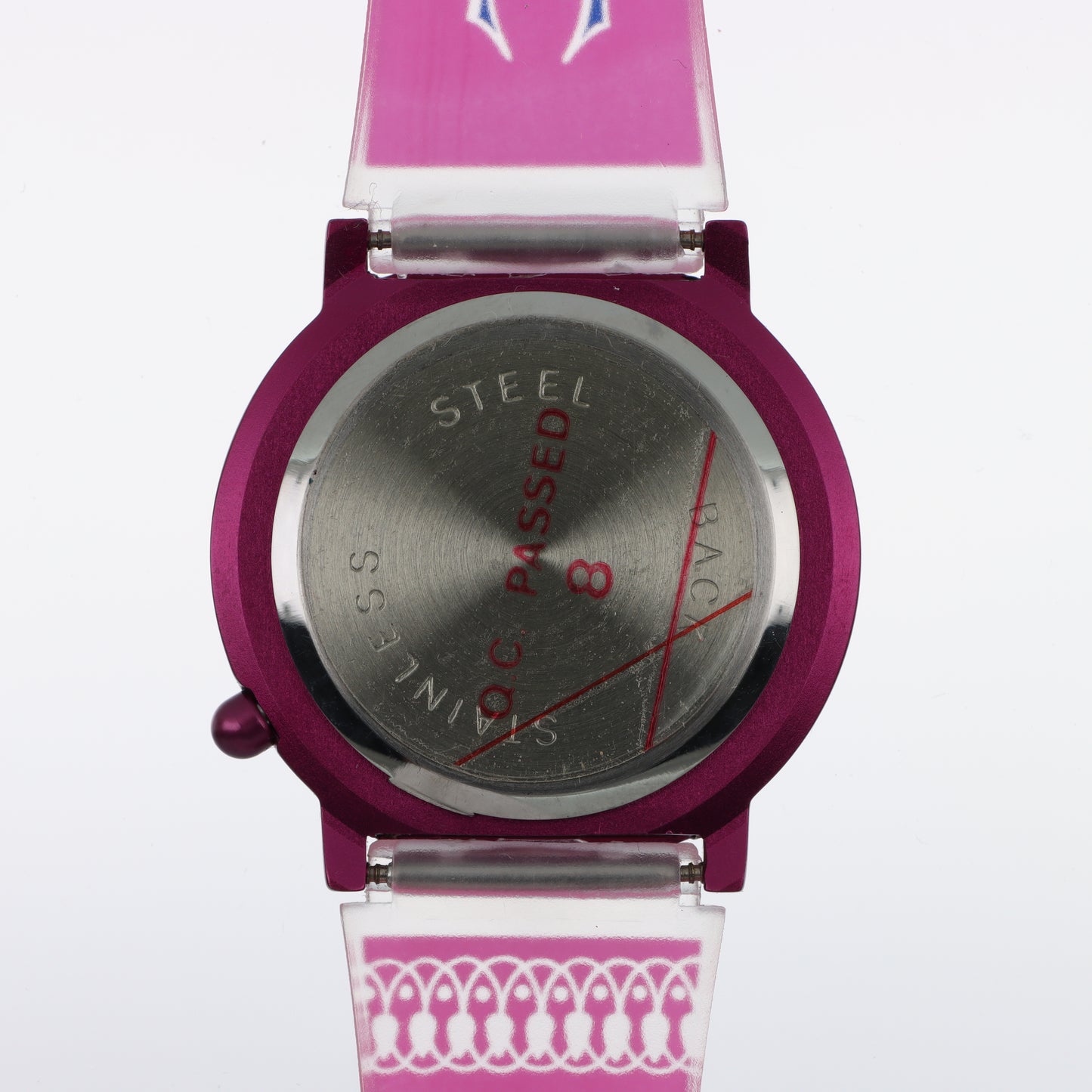 Orologio Michel Valentin Bambina Delfini - Quadrante Rosa con Fiorellini e Cinturino Fucsia