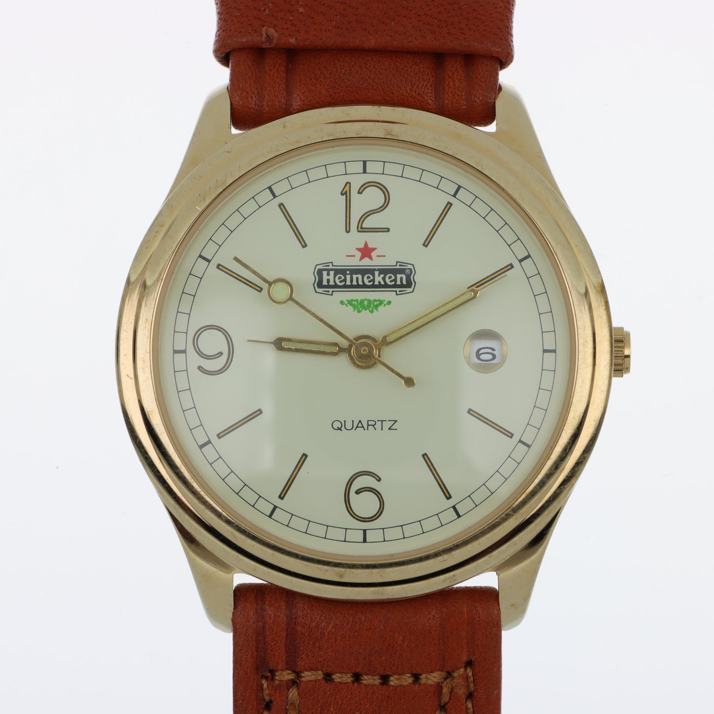 Orologio Heineken Quartz Gold – Cinturino in Pelle Cognac