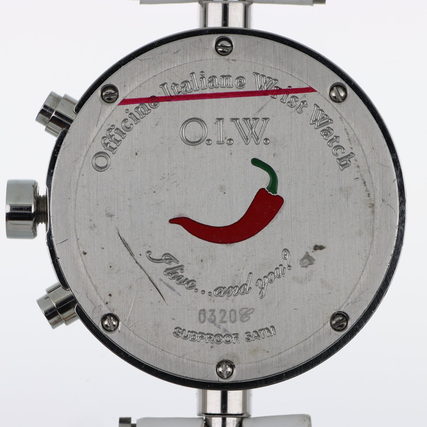 Orologio O.I.W. Cronografo Art Edition - Quadrante Dipinto Paesaggio Marino e Cinturino Bianco