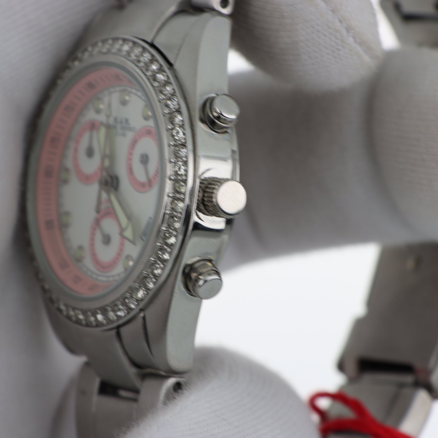 Orologio M&M Primo Emporio 21-68 Cronografo Tachimetro Silver Pink - Lunetta con Cristalli e Bracciale in Acciaio