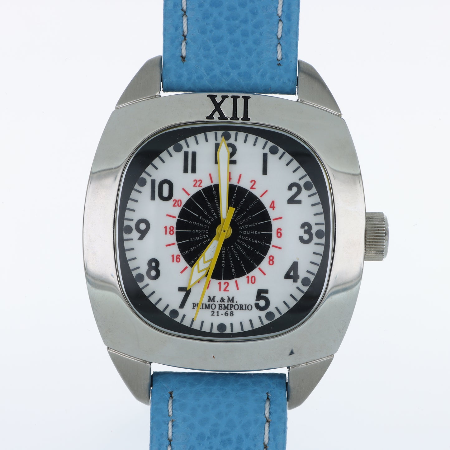 Orologio M&M Primo Emporio 21-68 World Time - Fuso Orario Mondiale e Cinturino Azzurro