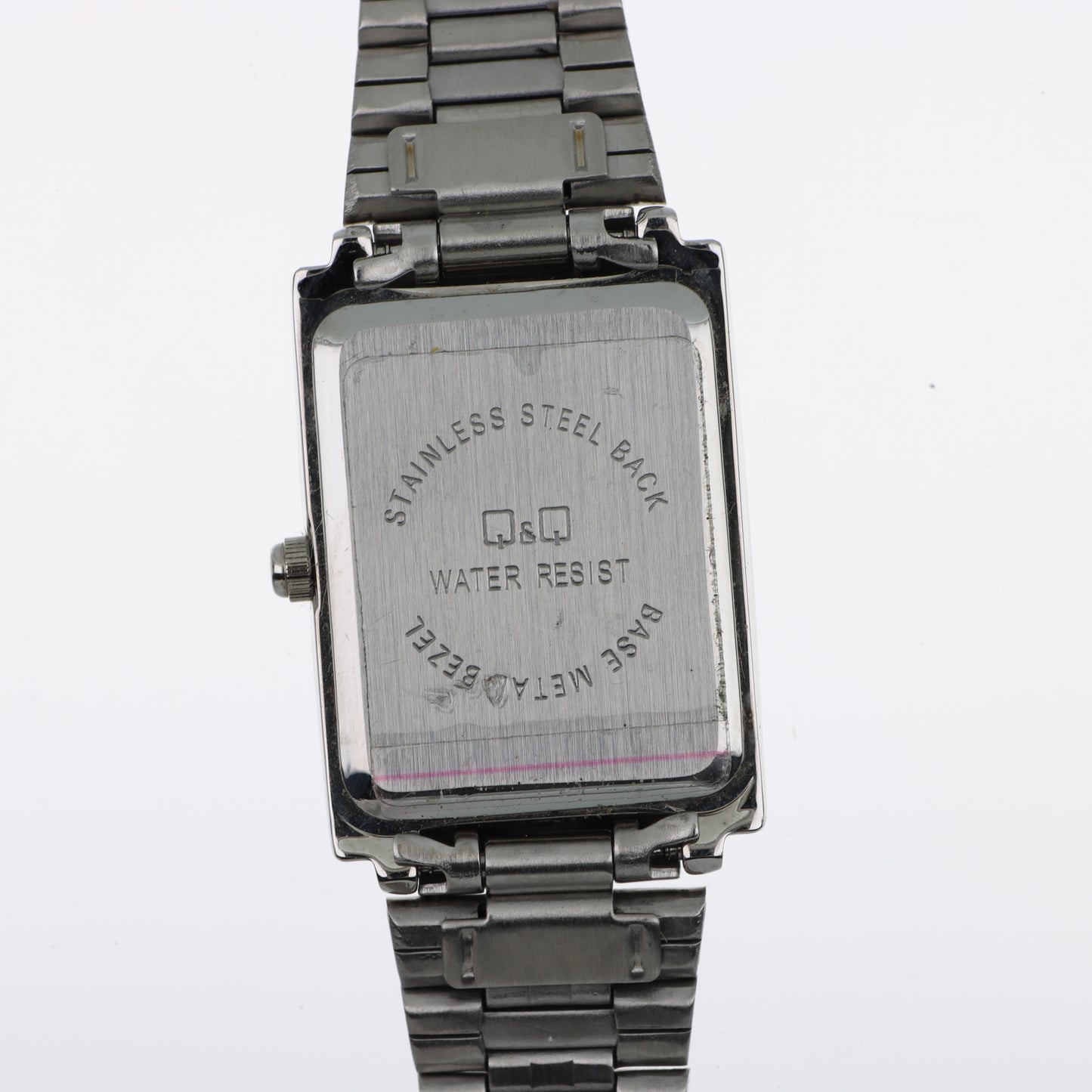 Orologio Q&Q Quartz Rettangolare con Cristalli - Quadrante Bianco e Bracciale in Acciaio