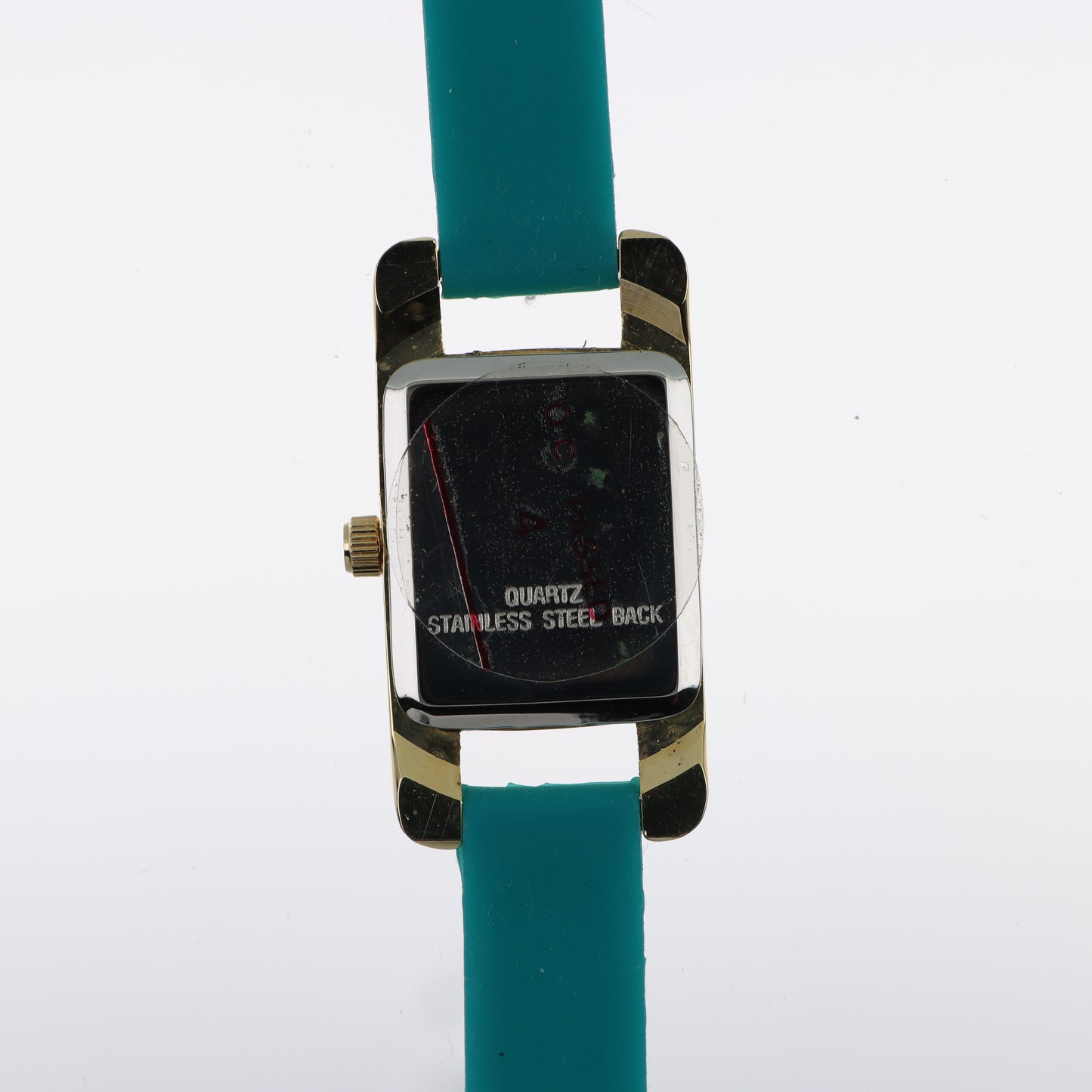 Orologio Yves Renee Quartz Rettangolare Gold - Quadrante Bianco e Cinturino Verde Petrolio