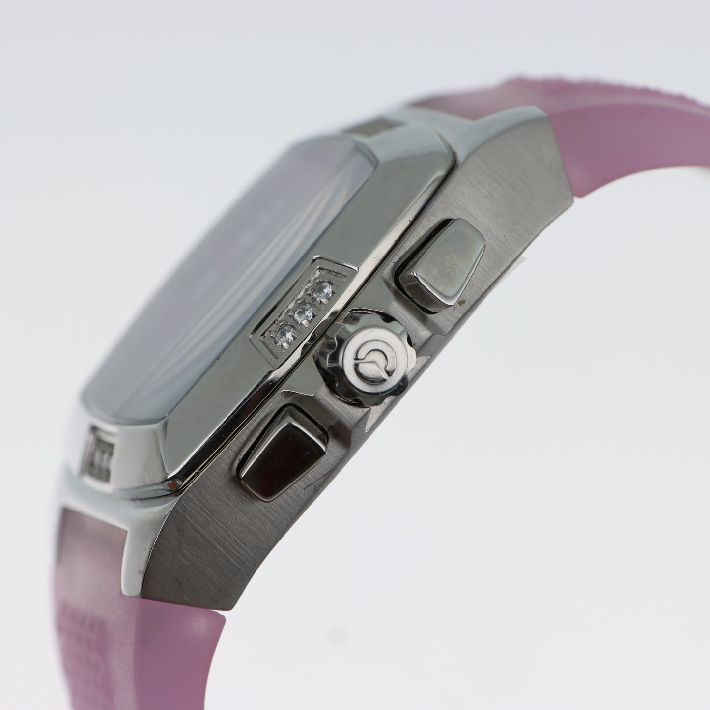 Orologio Sector Cronografo Donna Pink - Cassa Cushion con Cristalli e Cinturino in Silicone Rosa