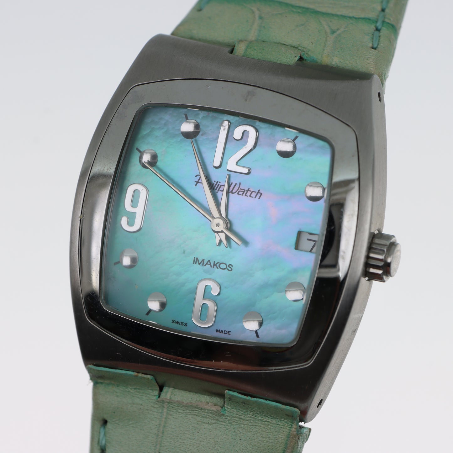 Orologio Philip Watch Imakos Swiss Made - Quadrante Madreperla Turchese e Cinturino Verde Acqua