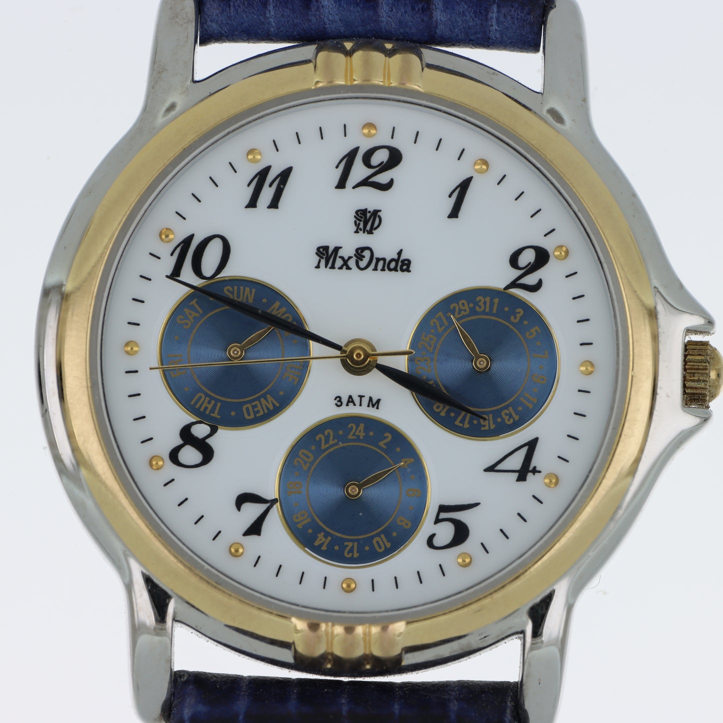 Orologio MxOnda Multifunzione Bicolore - Quadrante Bianco con Sotto-Quadranti Blu e Cinturino Navy