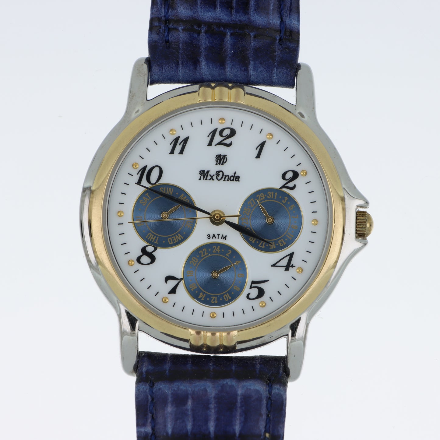 Orologio MxOnda Multifunzione Bicolore - Quadrante Bianco con Sotto-Quadranti Blu e Cinturino Navy