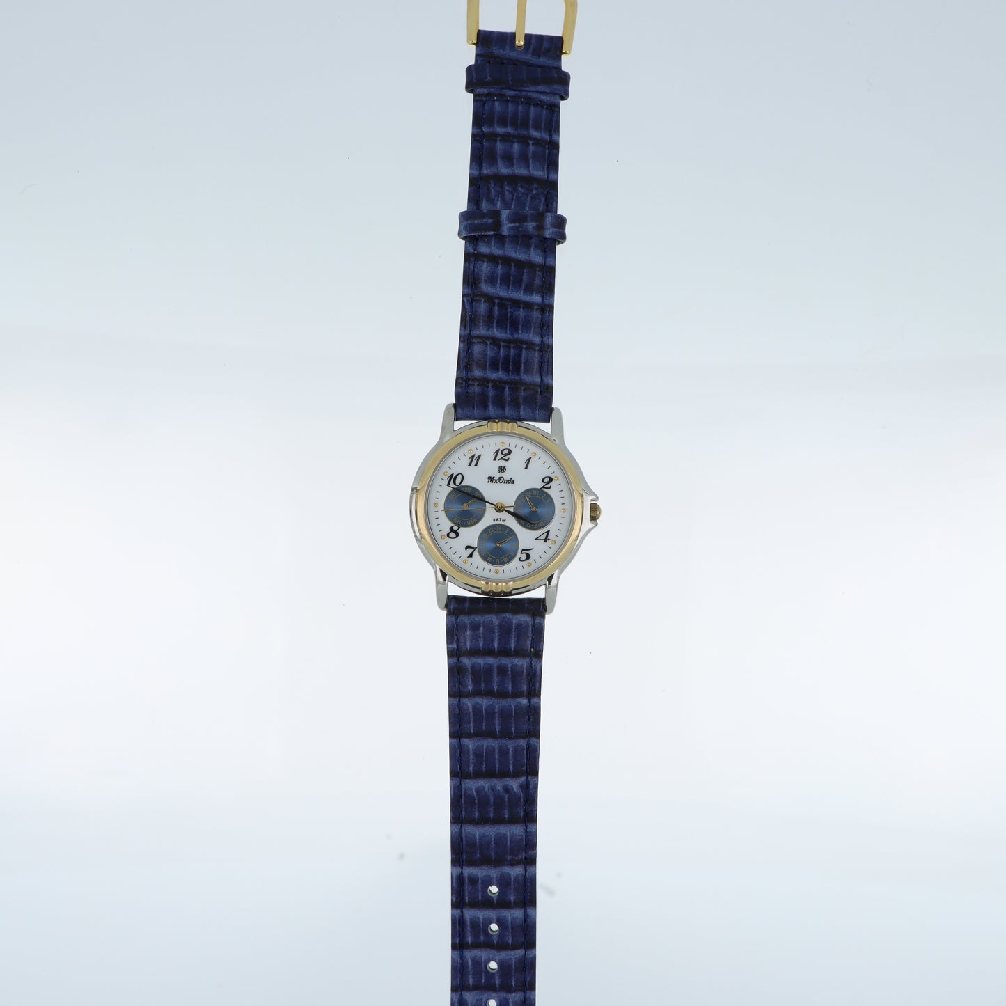 Orologio MxOnda Multifunzione Bicolore - Quadrante Bianco con Sotto-Quadranti Blu e Cinturino Navy