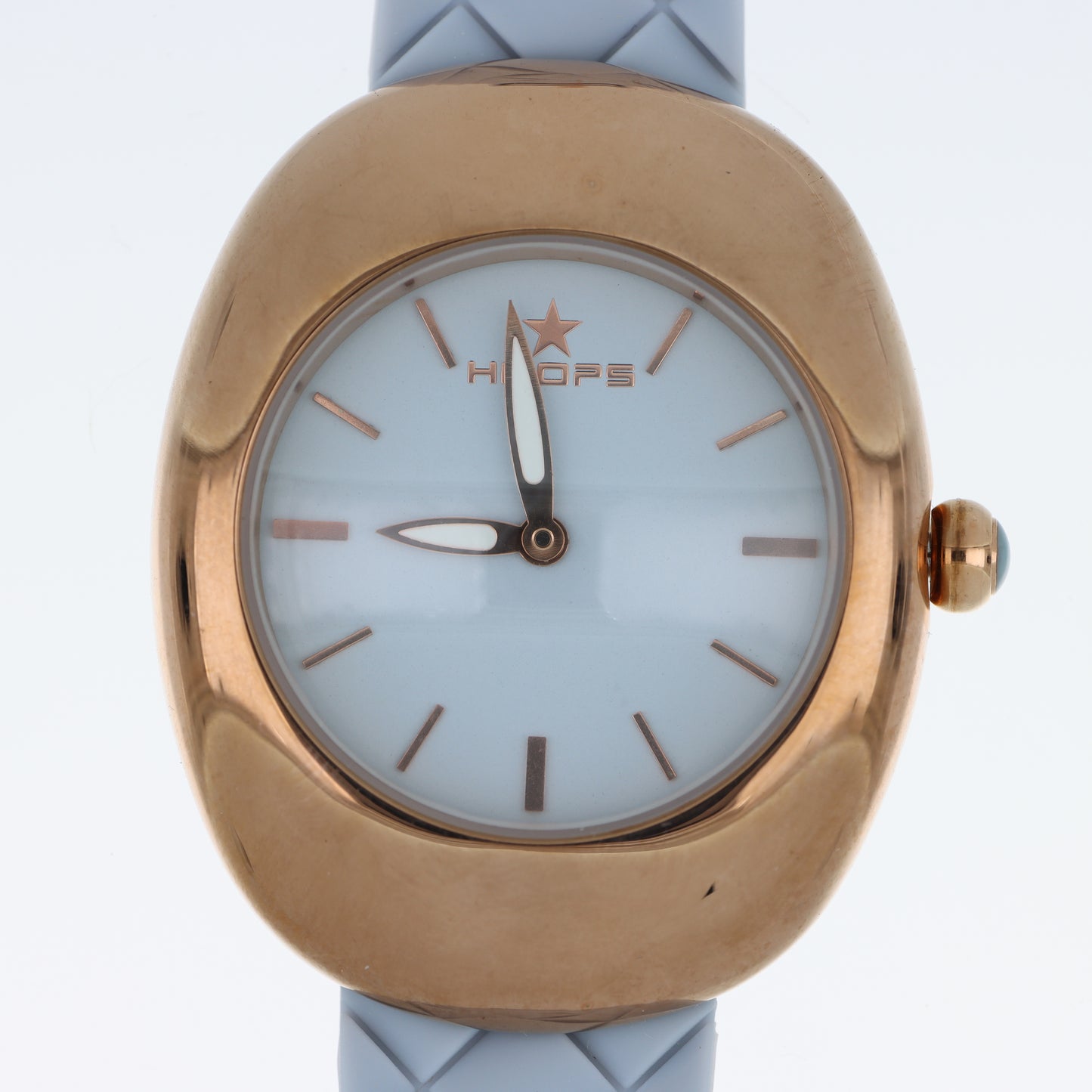 Orologio Hoops Oval Rose Gold - Quadrante Azzurro e Cinturino in Silicone Trapuntato