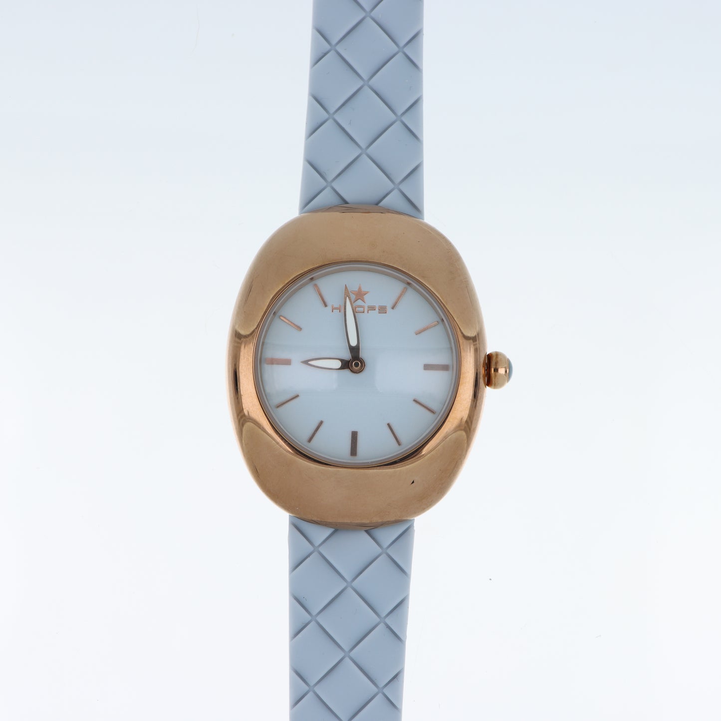 Orologio Hoops Oval Rose Gold - Quadrante Azzurro e Cinturino in Silicone Trapuntato